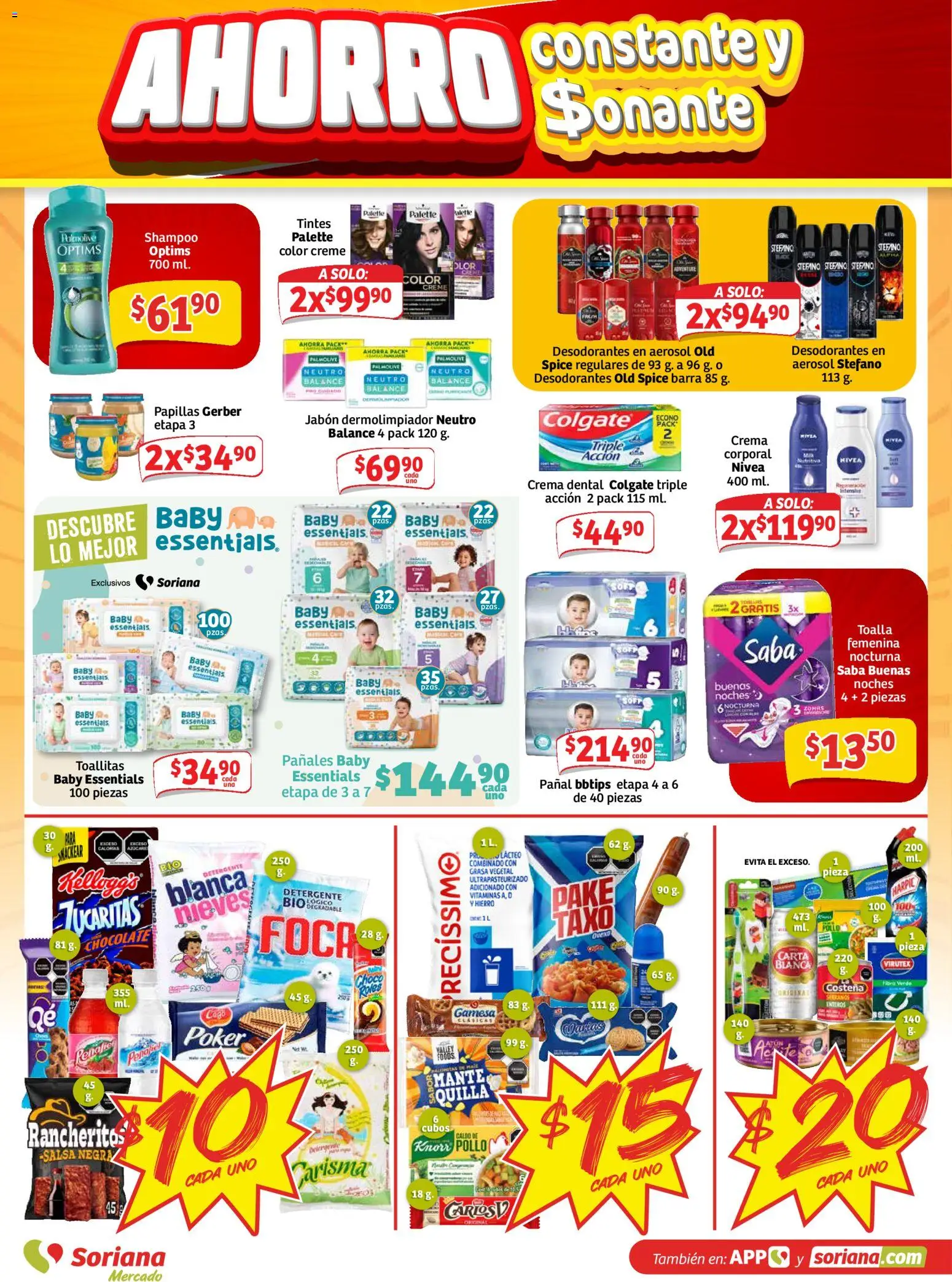 Nuevas ofertas de Soriana válidas en toda la República Mexicana desde el 31/07/2026. ¡Encuentra las mejores ofertas en Soriana Ahorro constante y sonante Mercado Nacional! | Página: 6 | Productos: Pañales, Vitaminas, Barra, Jabón