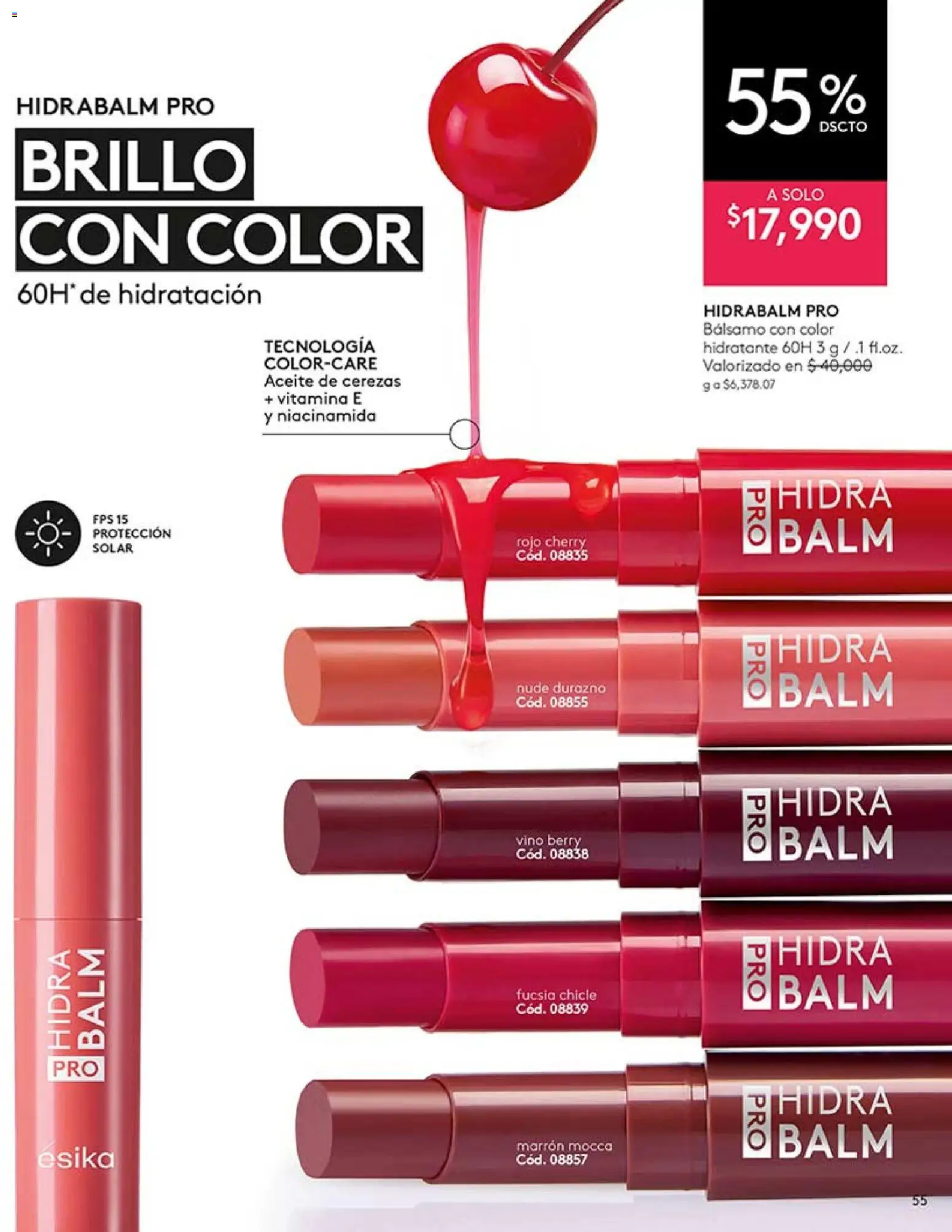 Ésika revista - valida desde el 17/07/2026 | Página: 55 | Productos: Bálsamo, Chicle, Durazno, Aceite