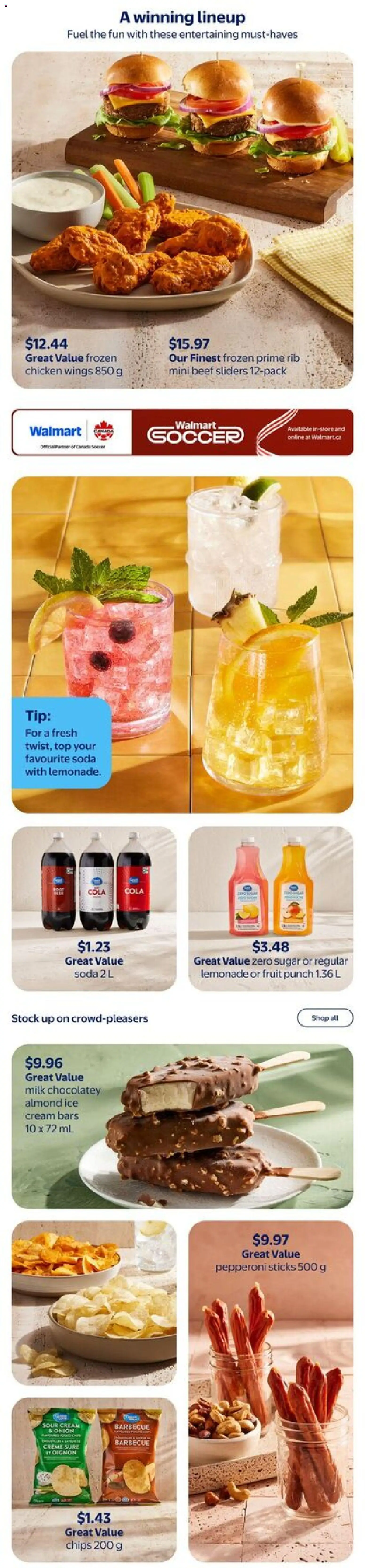 Walmart flyer valid from Jul 2, 2026 | Page: 3 | Products: Cream, Ice cream, Chicken wings, Chicken