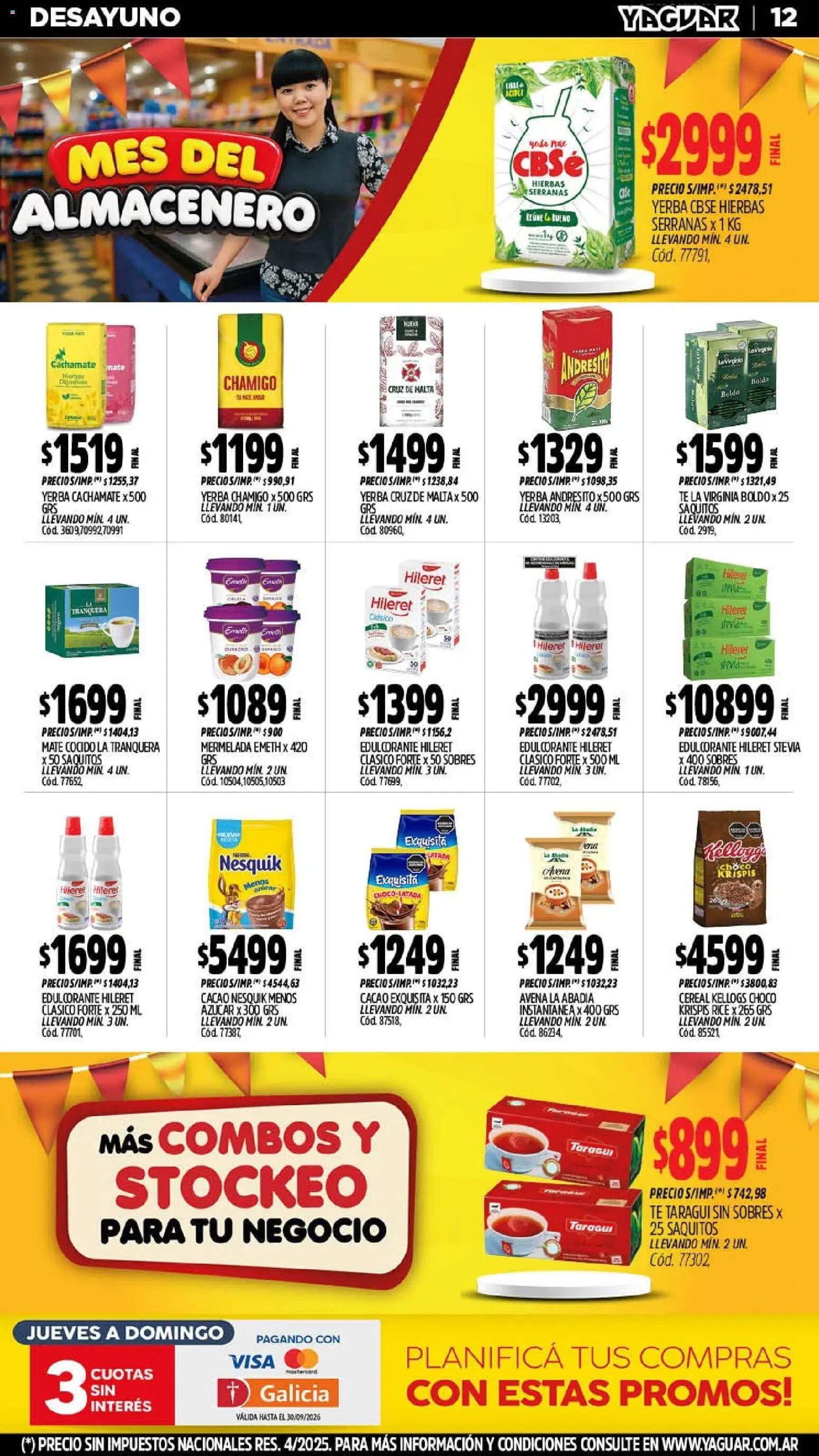 Yaguar - Oferta Semanal Misiones │ válido desde el 14/09/2026 | Página: 12 | Productos: Hierbas, Edulcorante, Mate cocido, Cacao