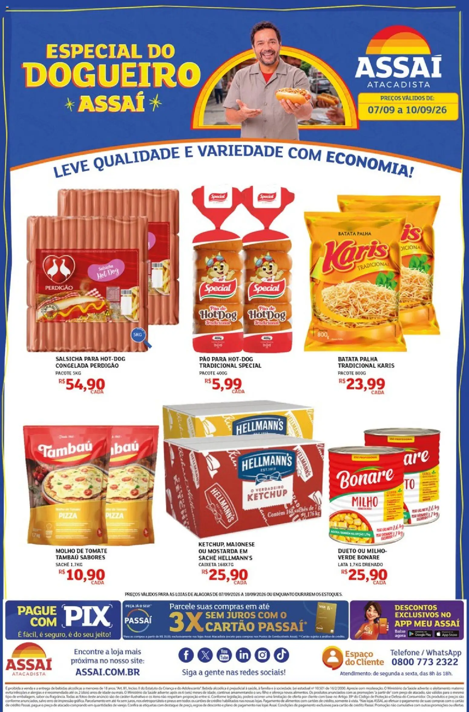Assaí Atacadista Folheto - válido de 07/09/2026 | Página: 1 | Produtos: Tomate, Pizza, Base, Batata