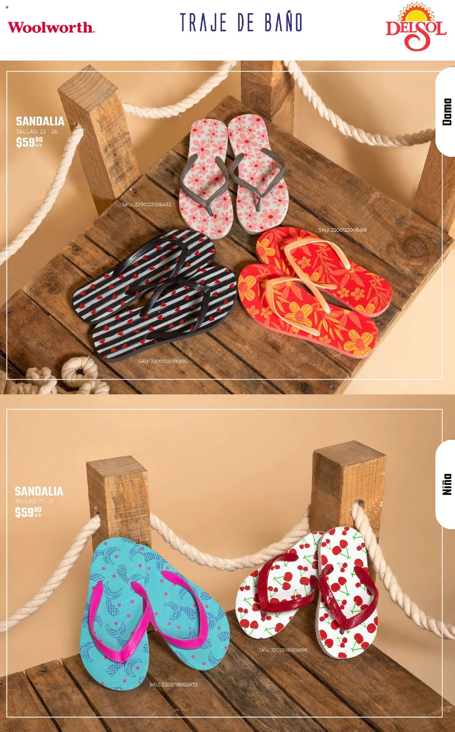 Nuevas ofertas de Del Sol y Woolworth válidas en toda la República Mexicana desde el 19.03.2026. ¡Encuentra las mejores ofertas en Del Sol y Woolworth catálogo Moda Vacaciones! | Página: 48 | Productos: Traje, Traje de baño, Baño