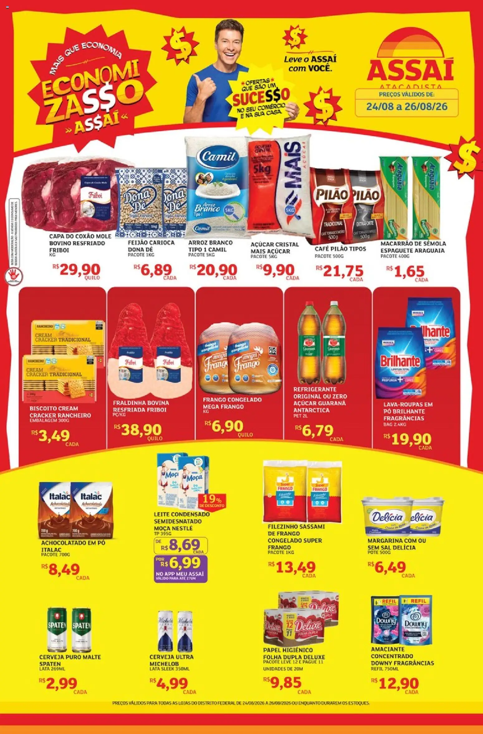 Assaí Atacadista Folheto - válido de 24/08/2026 | Página: 1 | Produtos: Arroz, Roupas, Frango, Amaciante