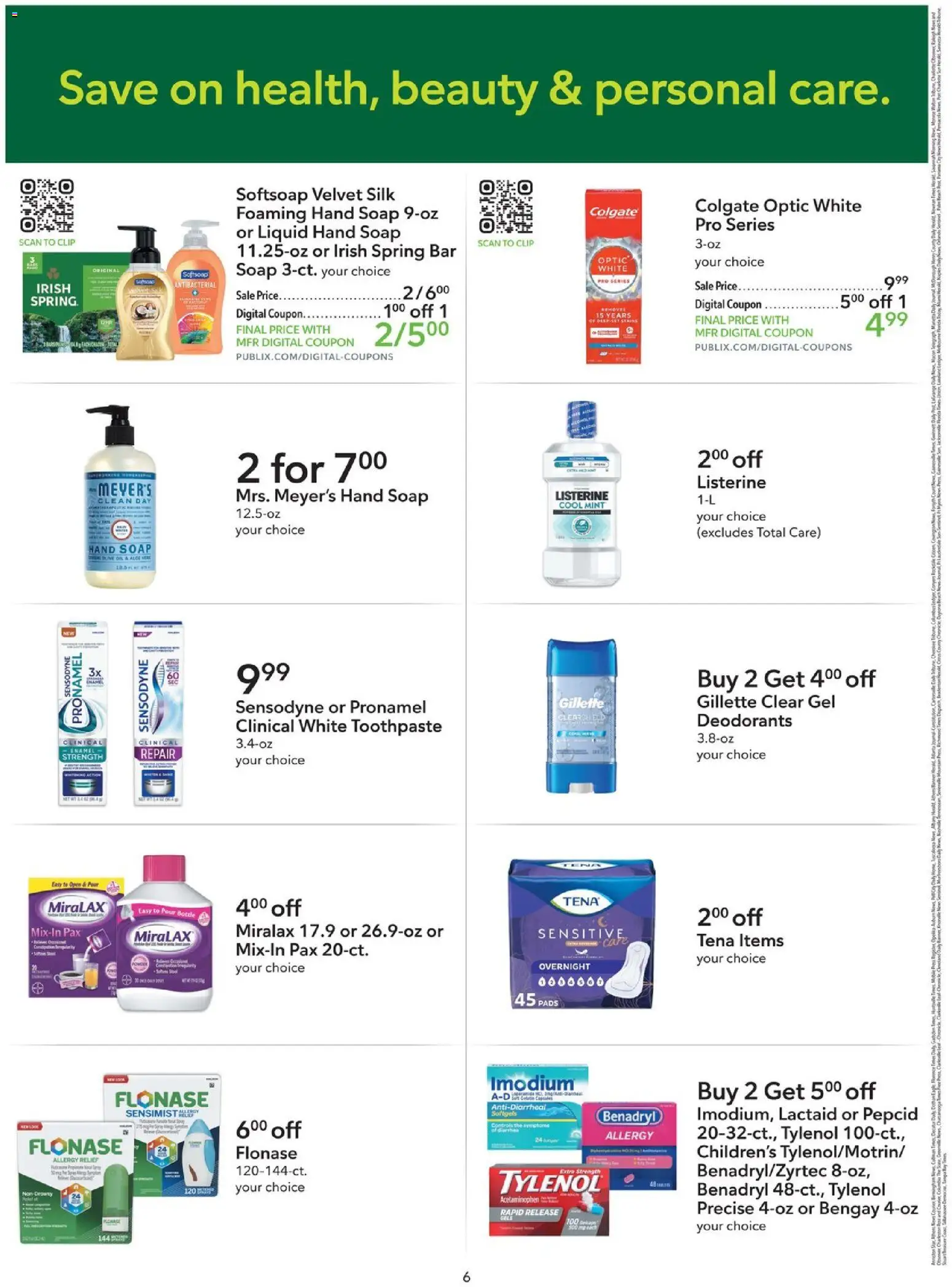 Publix Extra Savings - valid from 07/15/2026 | Page: 6 | Products: Clip, Soap, Toothpaste, Pads