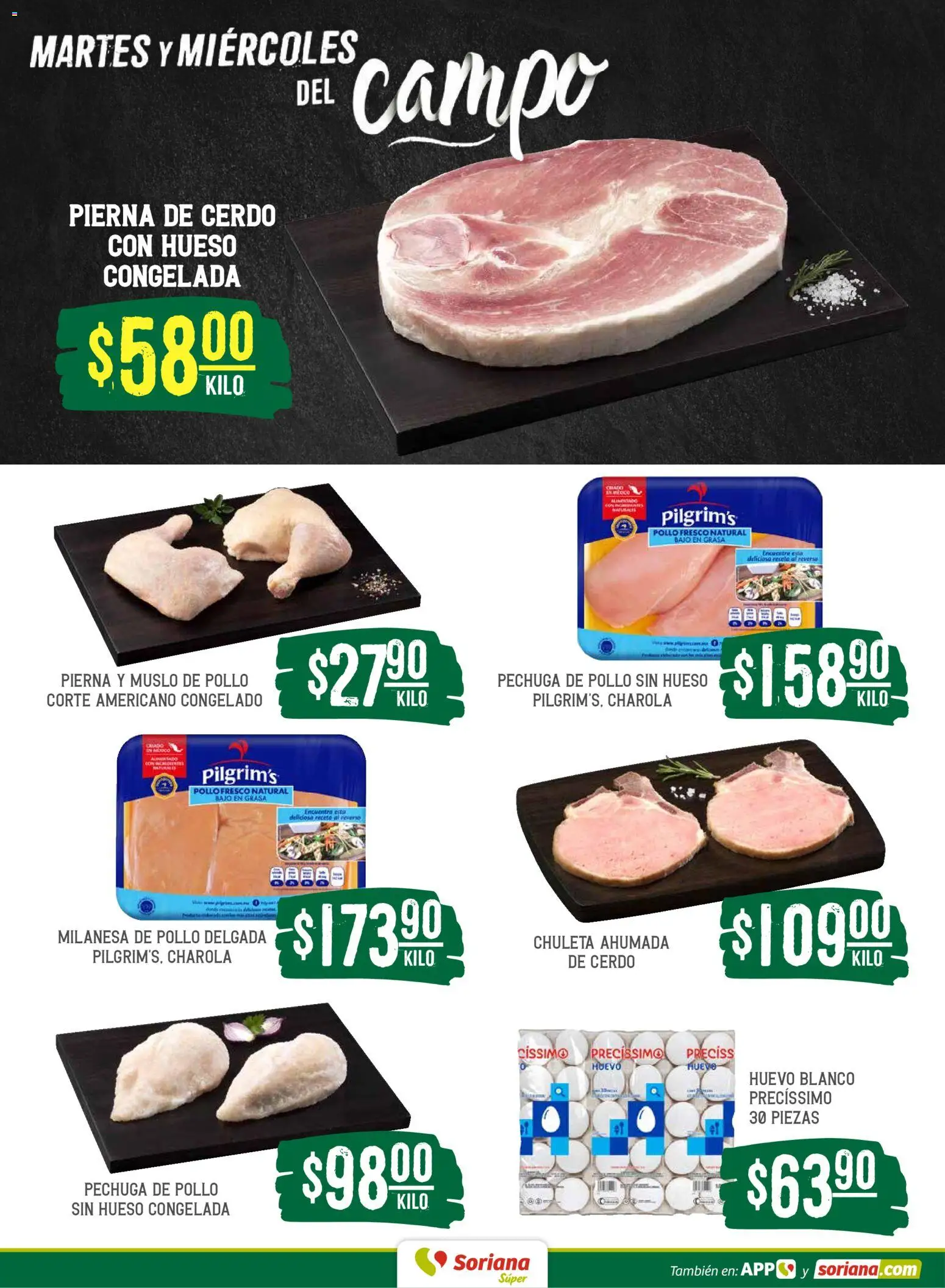 Nuevas ofertas de Soriana válidas en toda la República Mexicana desde el 19.05.2026. ¡Encuentra las mejores ofertas en Soriana Martes y Miércoles del Campo Súper: Ags, Nay, Jal, Qro, Col, Mich, Gto, Hgo, Tlax, Mor, Pue, Gro, Oax, Edo. de Mex, Vall! | Página: 4 | Productos: Pollo, Milanesa, Huevo, Cerdo