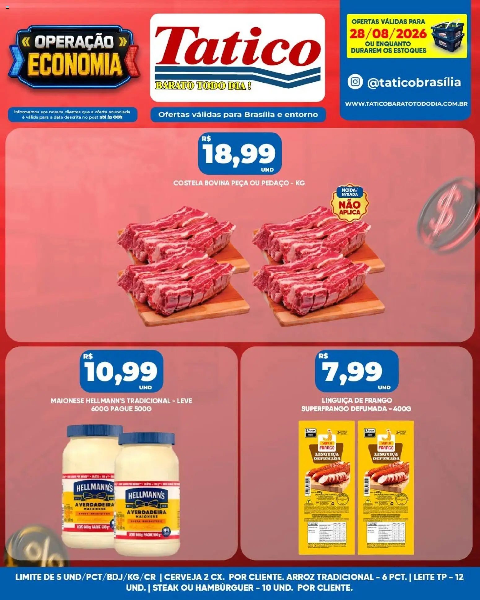 Tatico Folheto - válido de 28/08/2026 | Página: 10 | Produtos: Linguiça, Leite, Cerveja, Frango