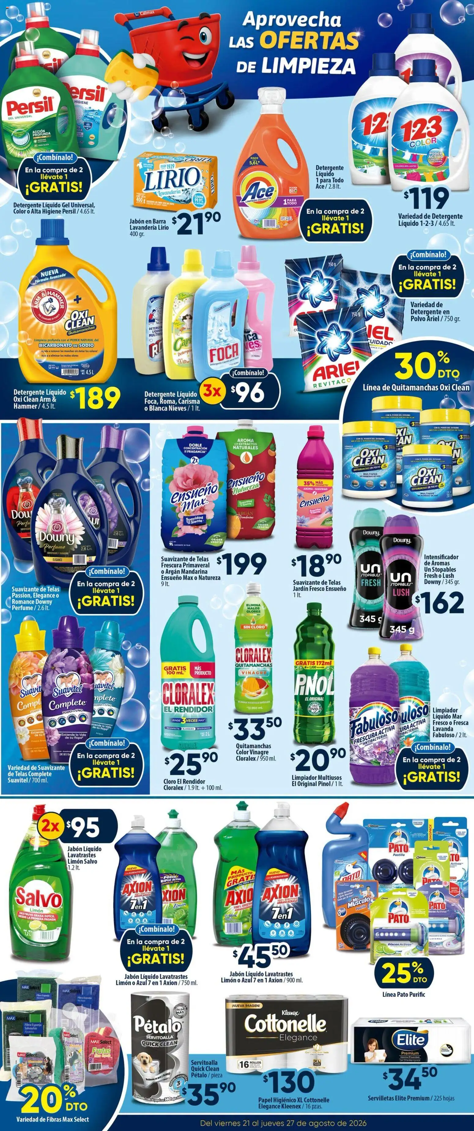 Nuevas ofertas de Calimax válidas en toda la República Mexicana desde el 21/08/2026. ¡Encuentra las mejores ofertas en Calimax folleto Rosarito! | Página: 5 | Productos: Quitamanchas, Vinagre, Barra, Jabón