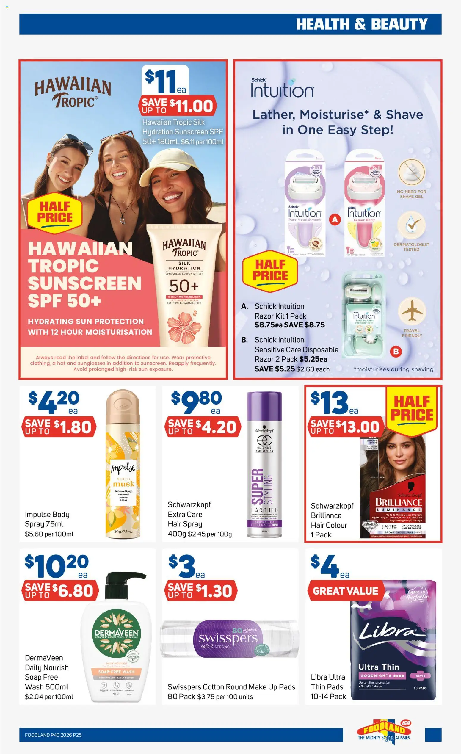 Foodland catalogue - valid from 30/09/2026 | Page: 25 | Products: Hair colour, Lotion, Razor, Oatmeal