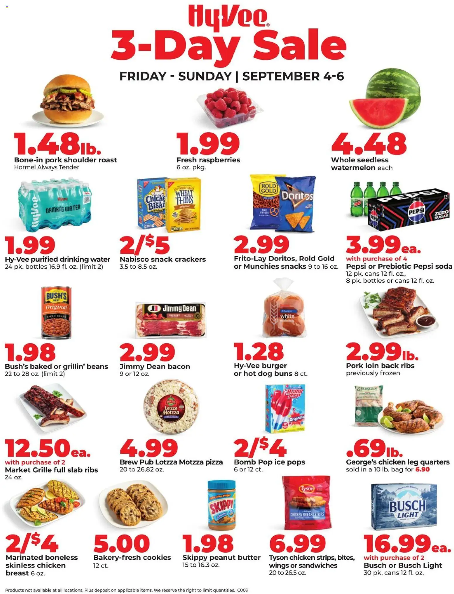 HyVee Special Sales - valid from 09/04/2026 | Page: 1 | Products: Raspberries, Peanut butter, Beans, Pepsi Zero