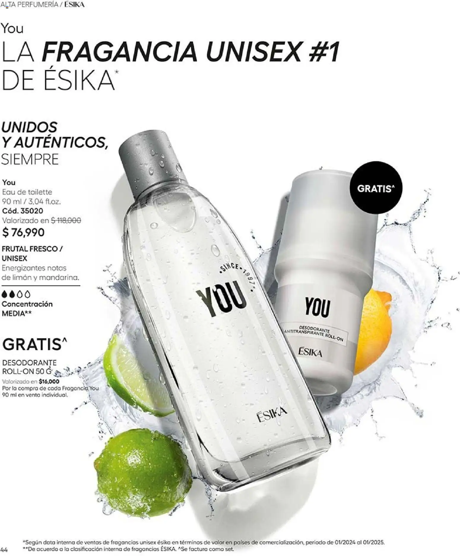 Ésika revista - valida desde el 30/10/2026 | Página: 44 | Productos: Limón, Fragancia, Eau de toilette, Desodorante