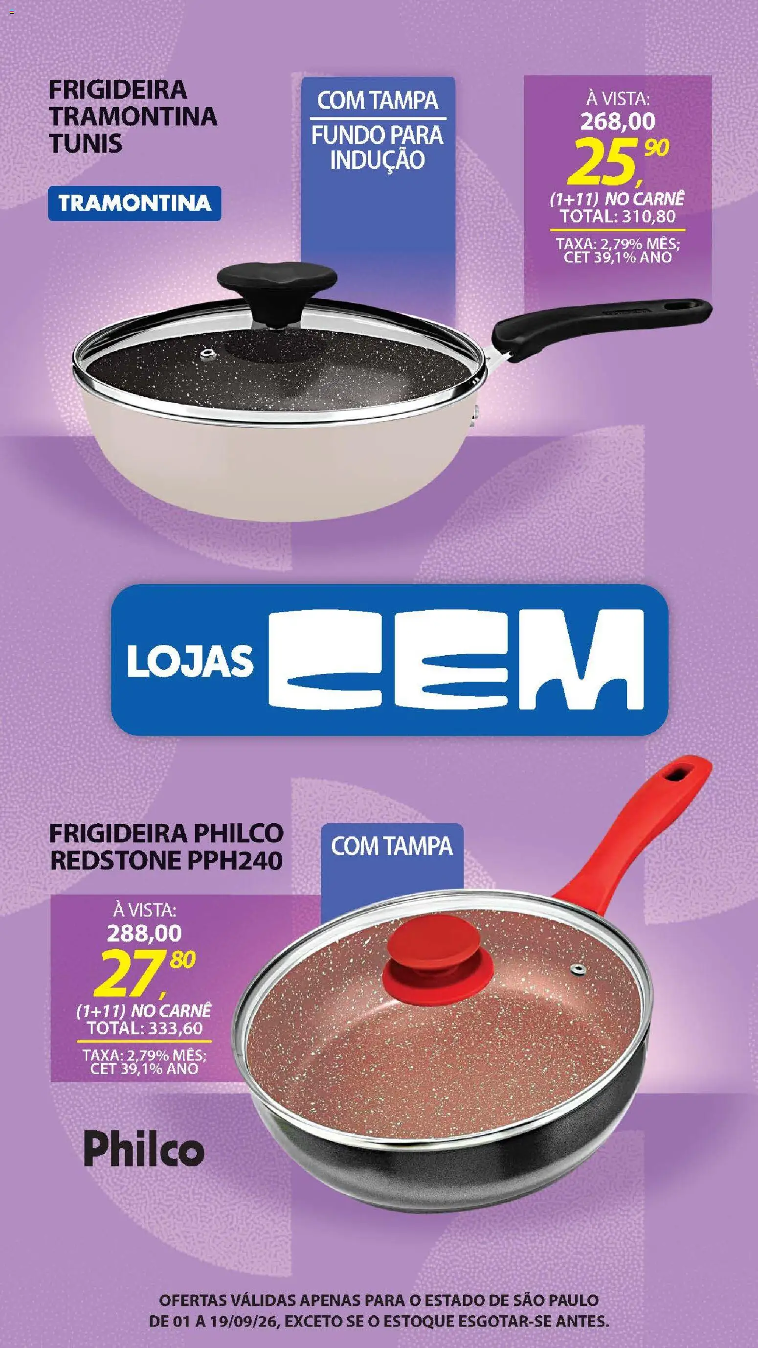 Lojas Cem Folheto - válido de 01/09/2026 | Página: 109 | Produtos: Frigideira, Carne