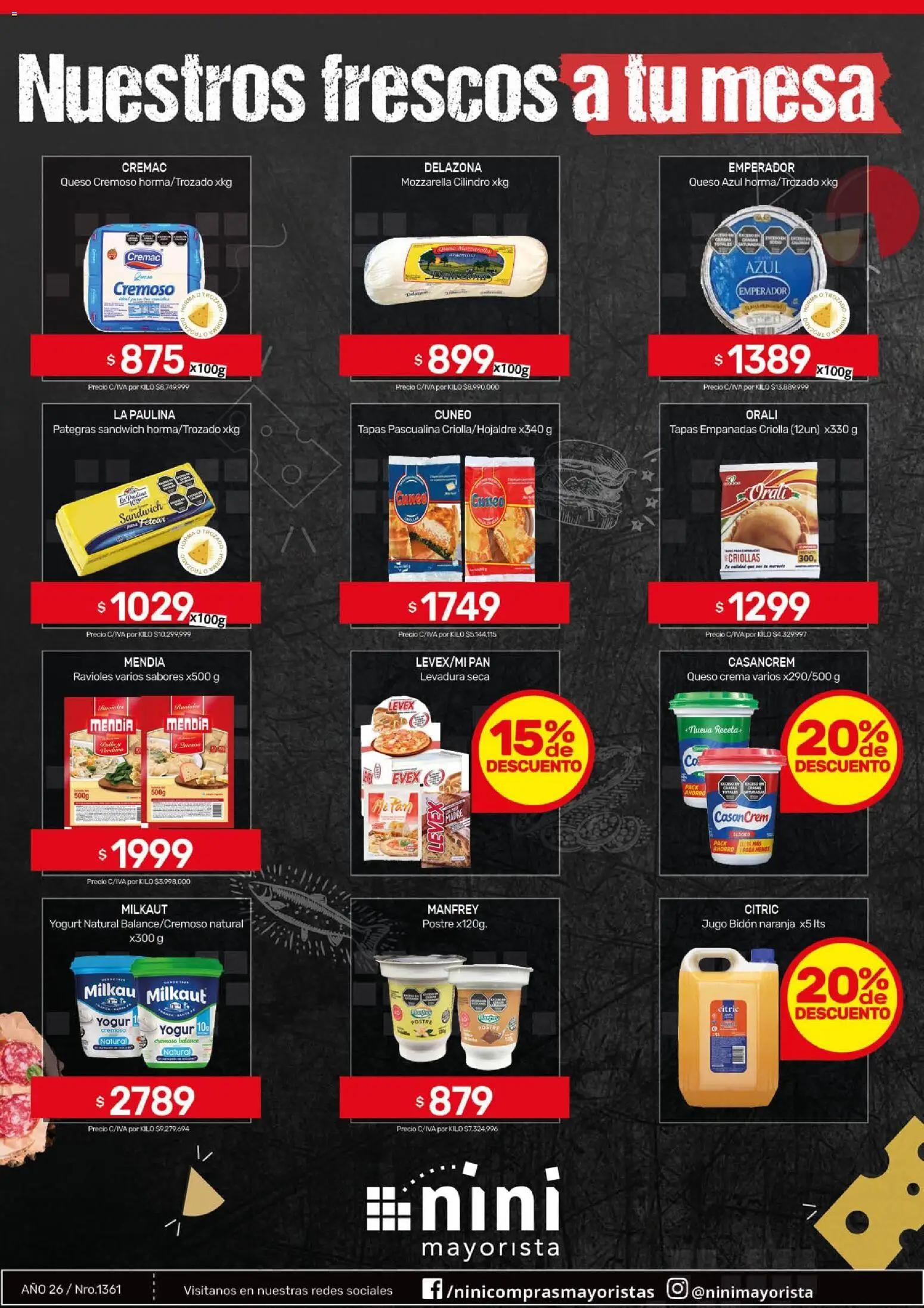 NINI Mayorista Nuestros frescos a tu mesa │ válido desde el 25.05.2026 | Página: 2 | Productos: Mesa, Bidón, Queso crema, Crema