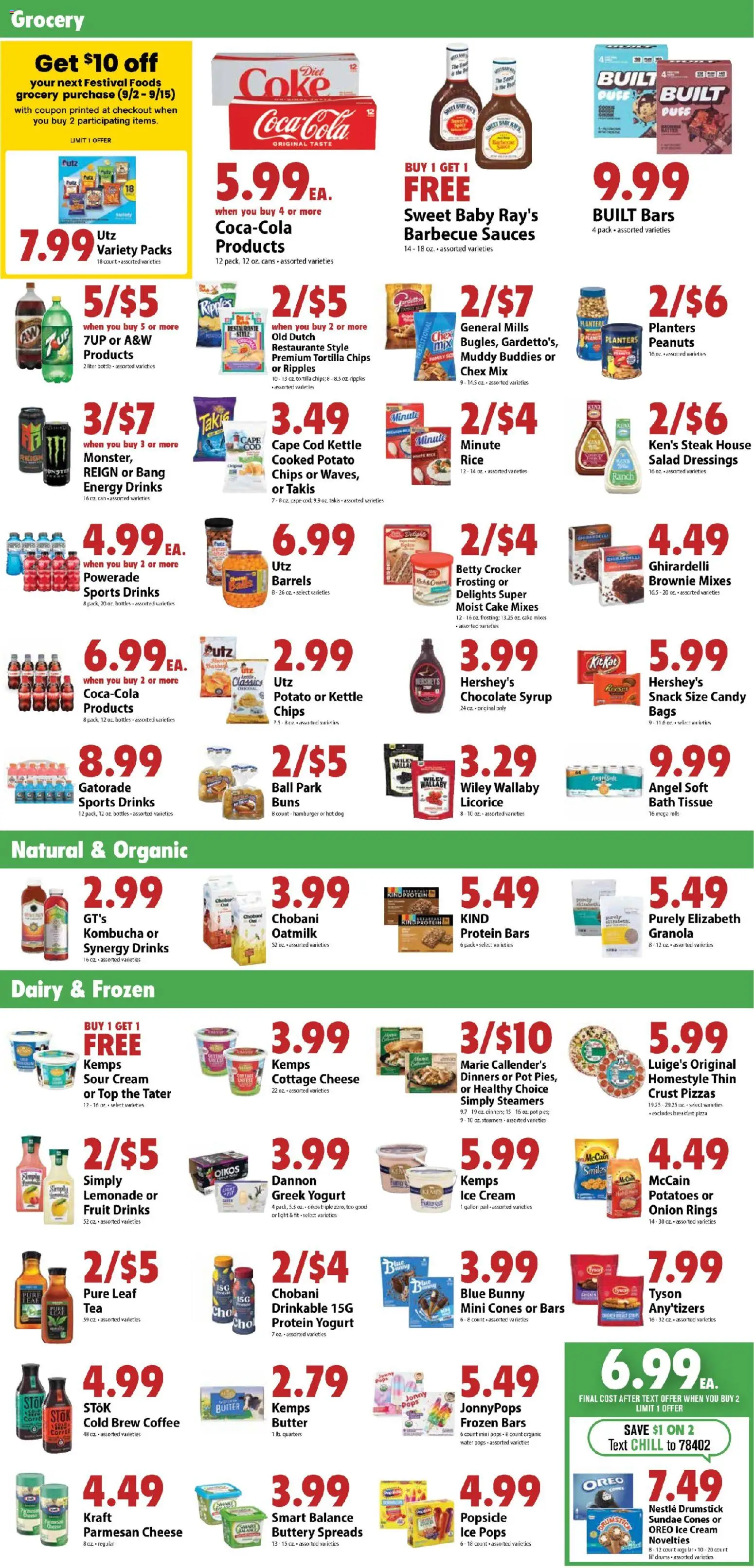 Festival Foods Weekly Ad - valid from 08/26/2026 | Page: 4 | Products: Syrup, Cheese, Oreo ice cream, Water