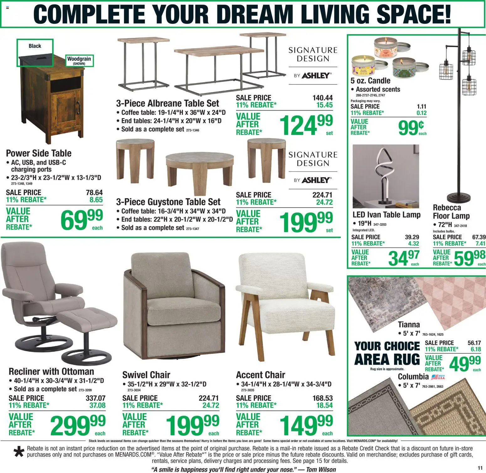 Menards Weekly Ad - valid from 08/13/2026 | Page: 14 | Products: Coffee, Ottoman, Accent Chair, Recliner