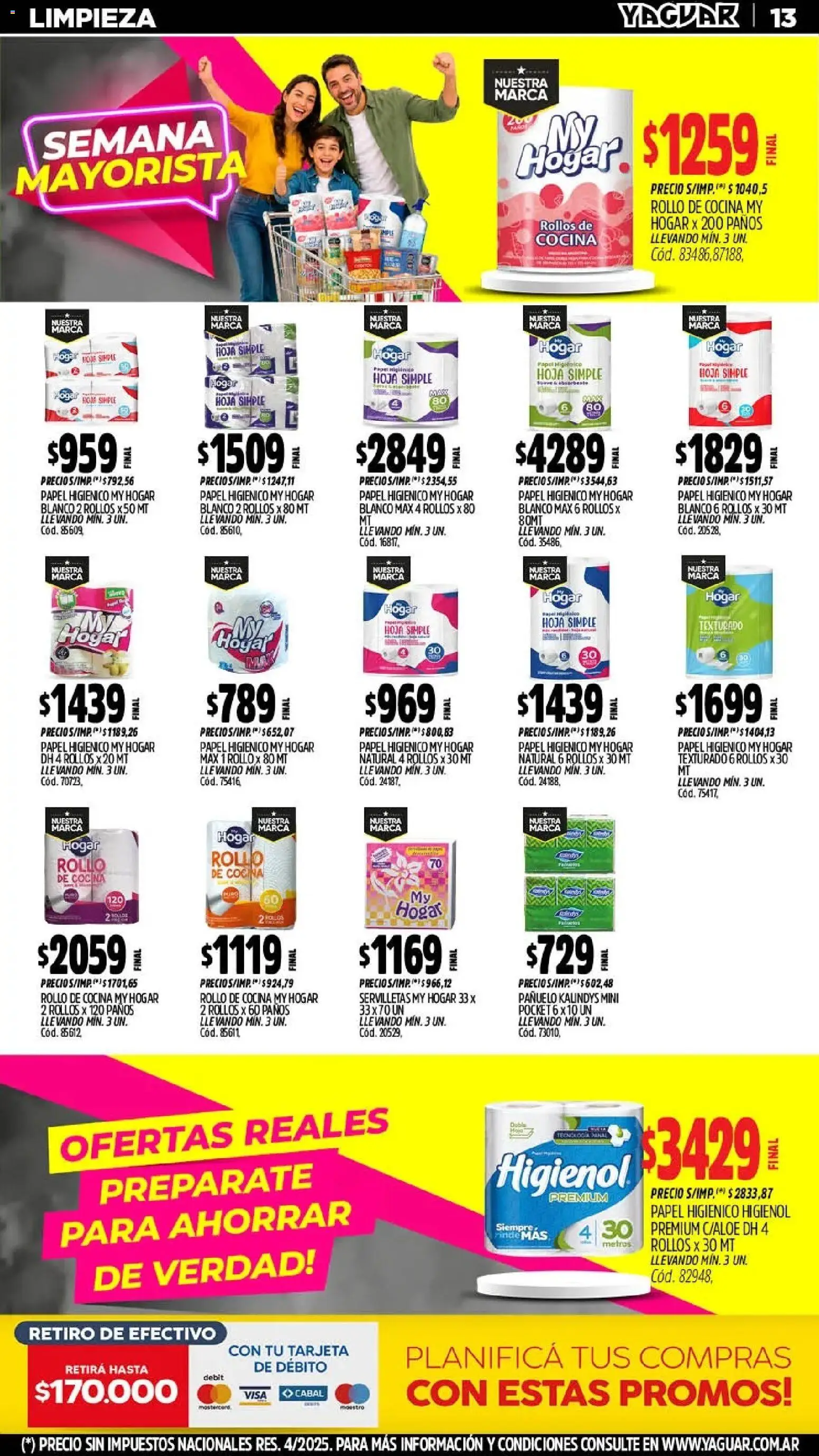 Yaguar - Oferta Semanal Neuquen │ válido desde el 18.05.2026 | Página: 13 | Productos: Papel higiénico, Pañuelo, Cocina, Servilletas