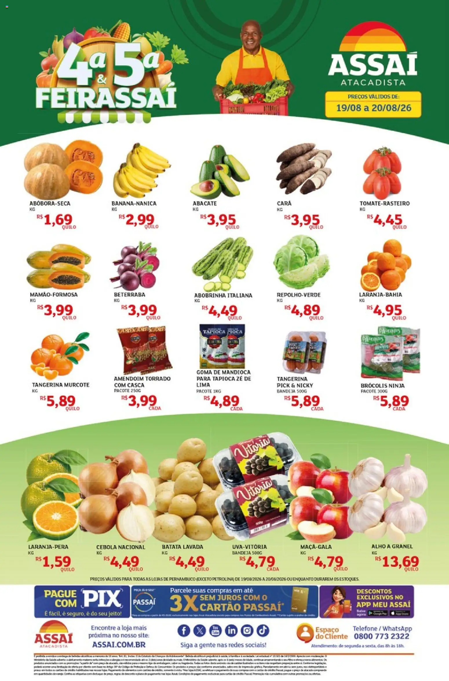 Assaí Atacadista Folheto - válido de 19/08/2026 | Página: 1 | Produtos: Cará, Beterraba, Abacate, Telefone