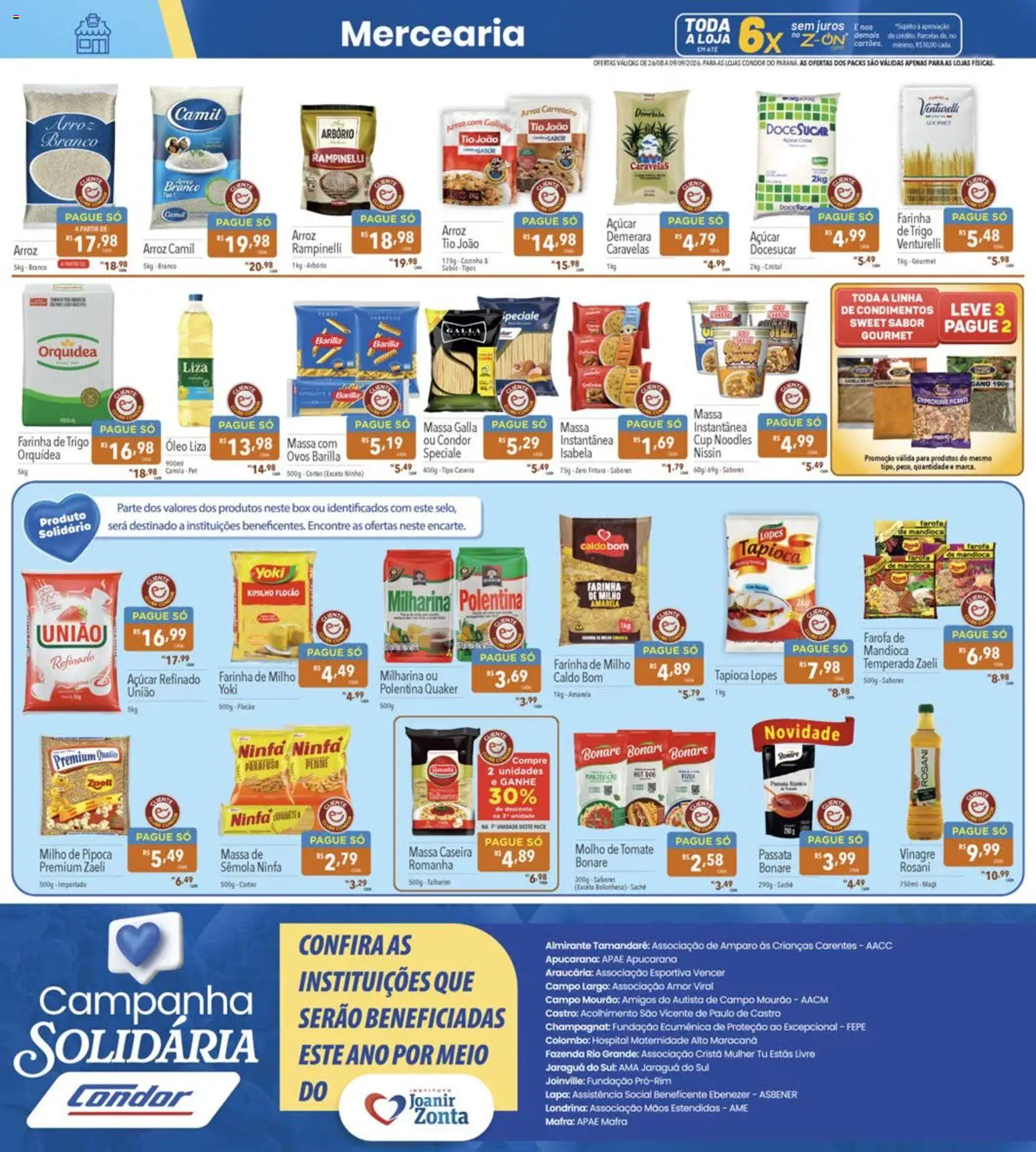 Supermercados Condor Folheto - válido de 26/08/2026 | Página: 2 | Produtos: Tomate, Mandioca, Vinagre, Canela