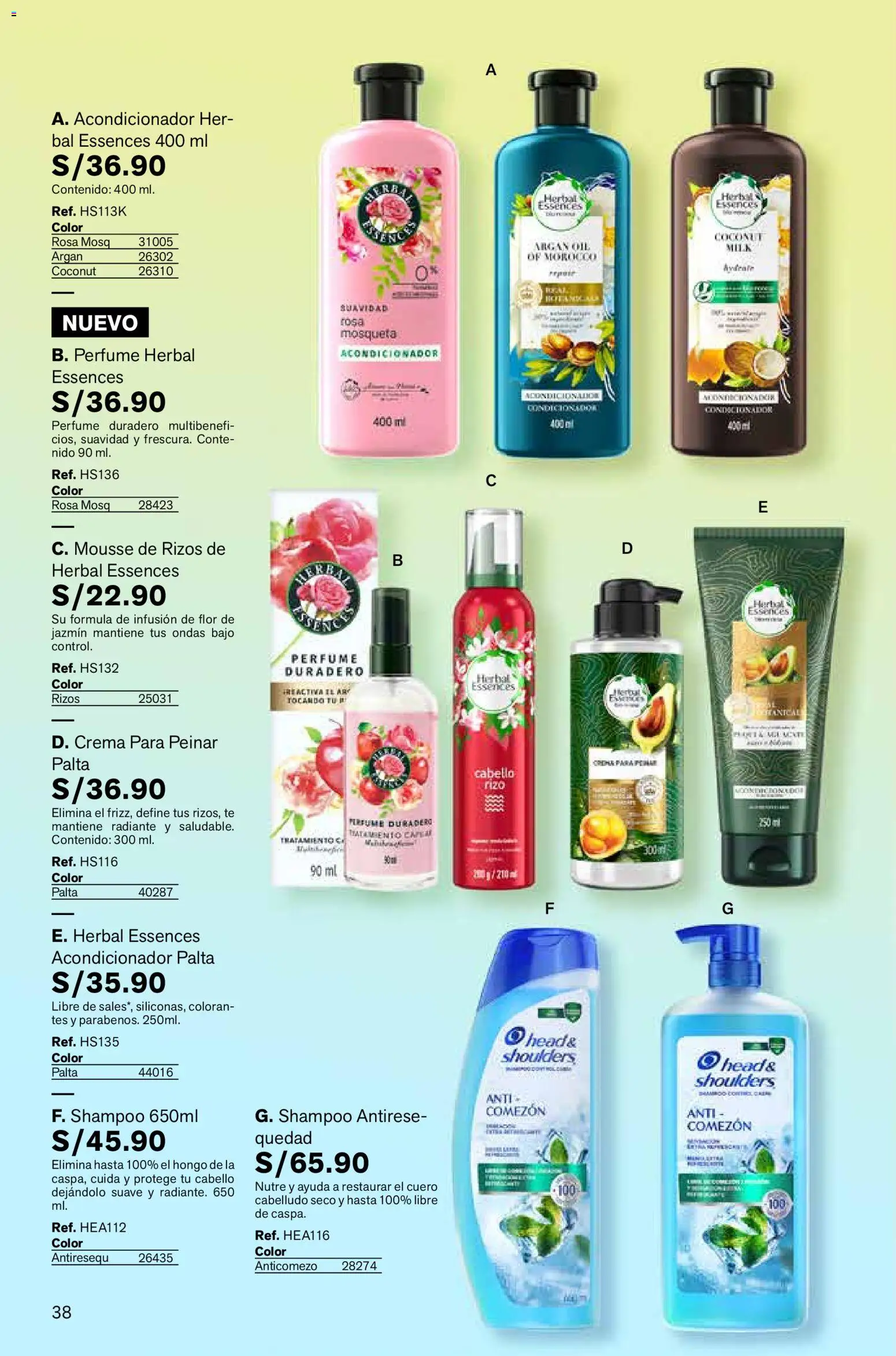 Catálogo Leonisa válido desde 06.03.2026 | Página: 38 | Productos: Shampoo, Acondicionador, Crema, Perfume