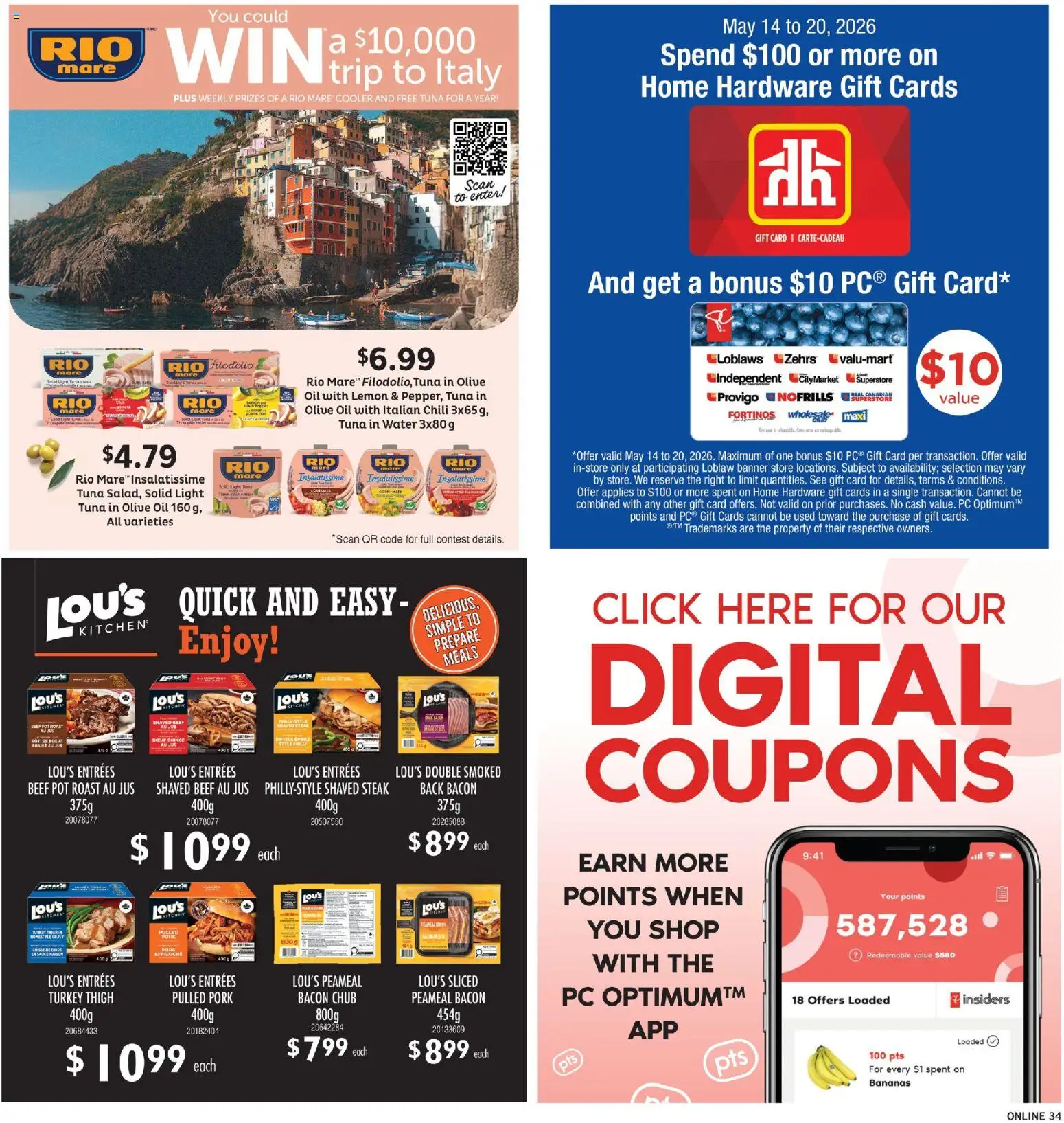 Fortinos flyer valid from 14.05.2026 | Page: 33 | Products: Beef, Turkey, Pork, Bananas