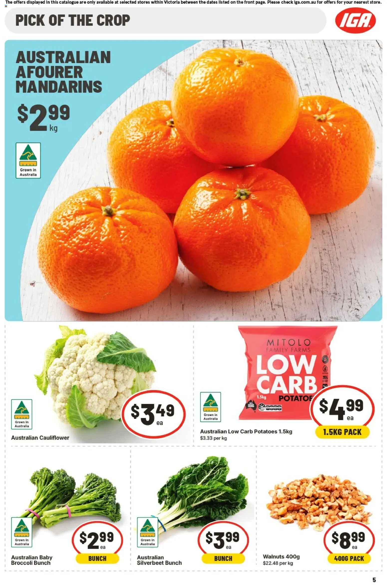 IGA catalogue - valid from 02/09/2026 | Page: 6 | Products: Broccoli, Mandarins, Potatoes, Cauliflower