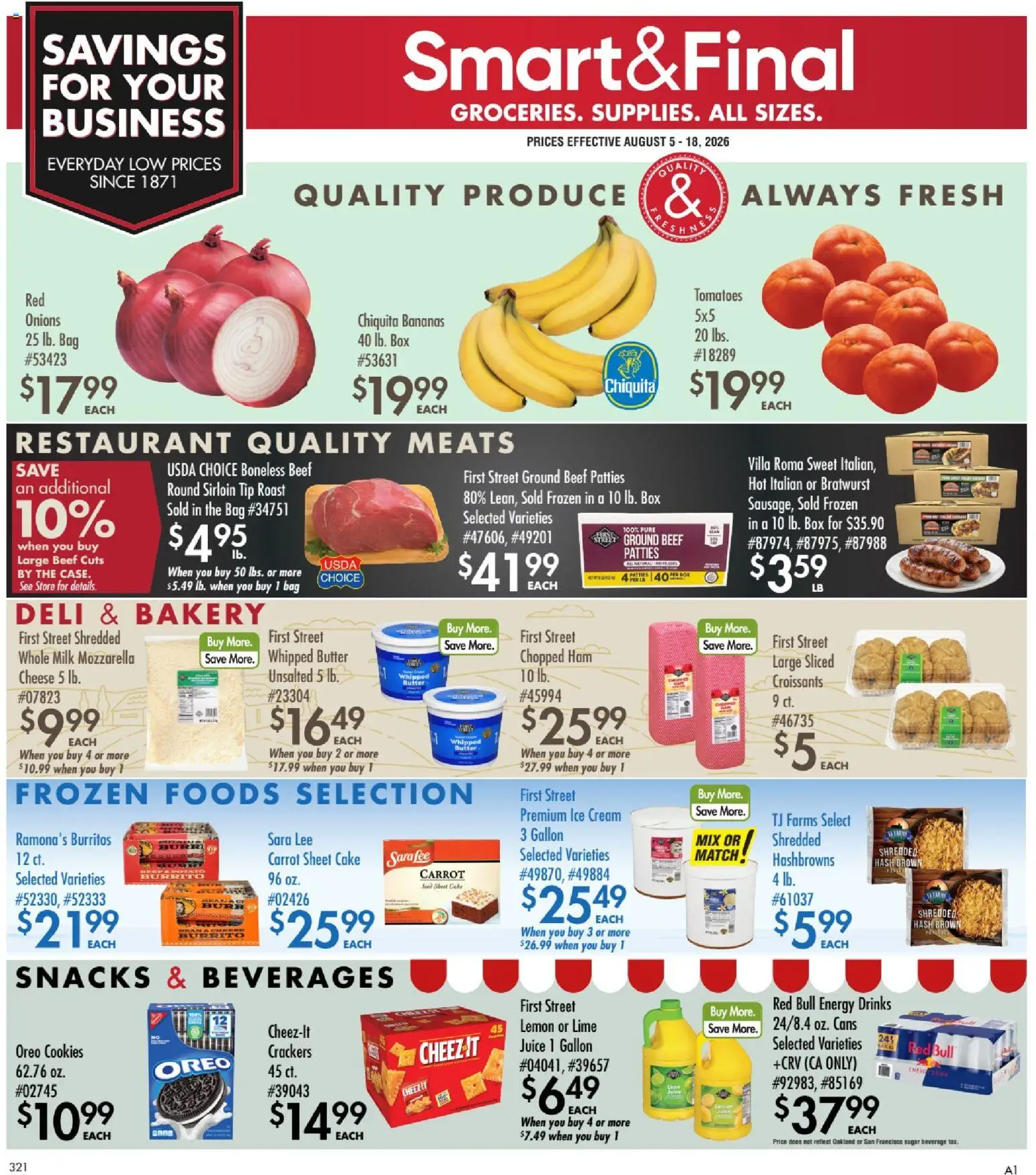 Smart & Final Business & Club - valid from 08/05/2026 | Page: 1 | Products: Cheese, Cream, Lime, Ice