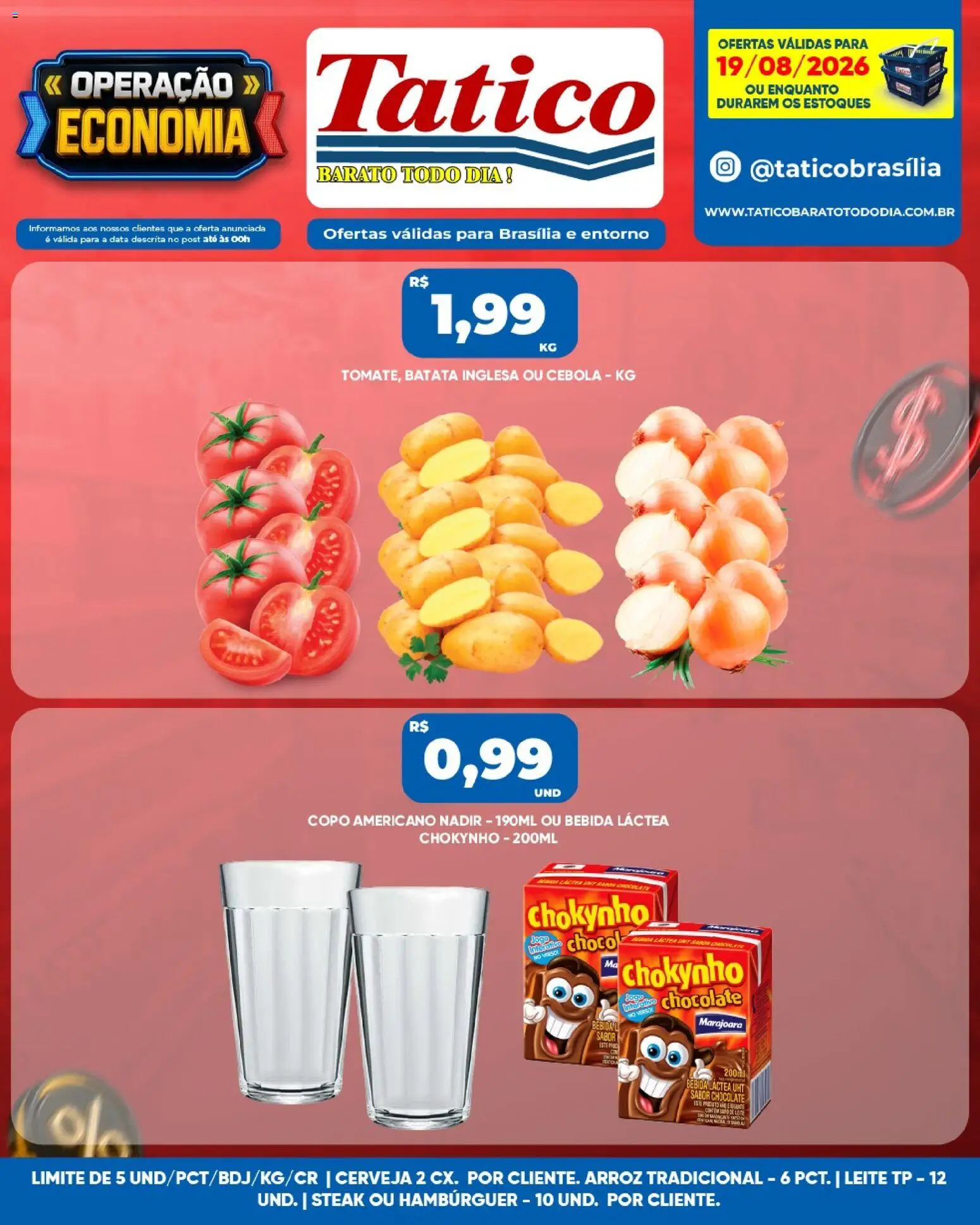 Tatico Folheto - válido de 19/08/2026 | Página: 1 | Produtos: Steak, Leite, Cerveja, Batata