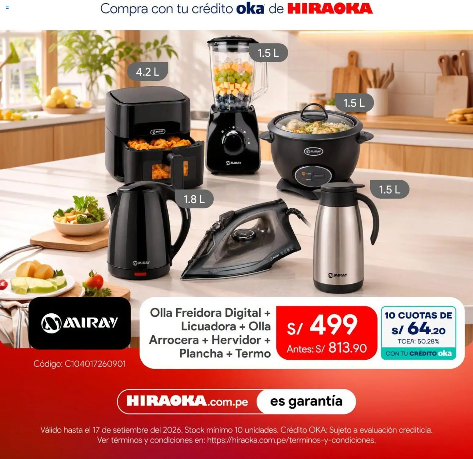Catálogo Hiraoka válido desde 15/09/2026 | Página: 3 | Productos: Arrocera, Hervidor, Freidora, Licuadora