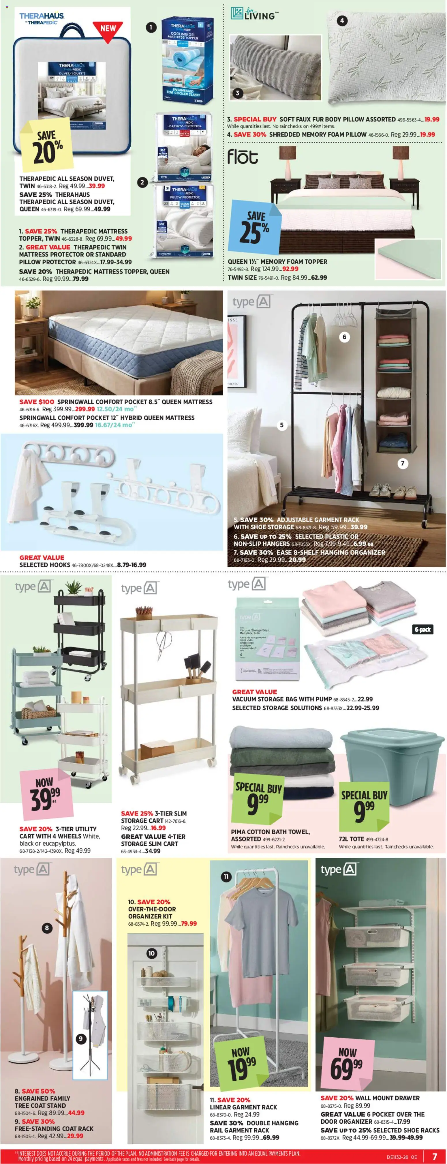 Canadian Tire flyer valid from Aug 6, 2026 | Page: 10 | Products: Bag, Mattress, Bath, Coat
