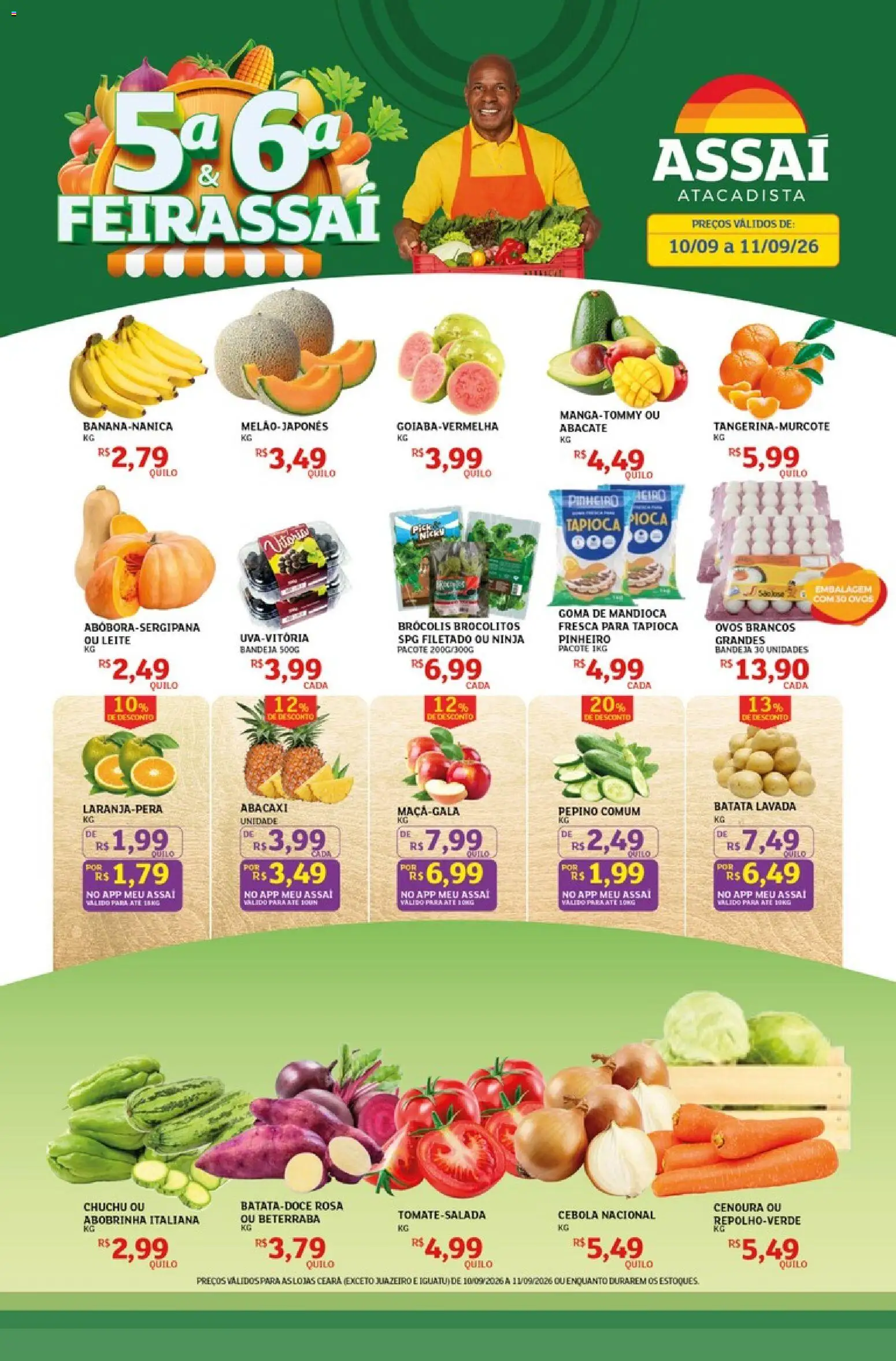 Assaí Atacadista Folheto - válido de 10/09/2026 | Página: 1 | Produtos: Leite, Abacaxi, Cenoura, Batata