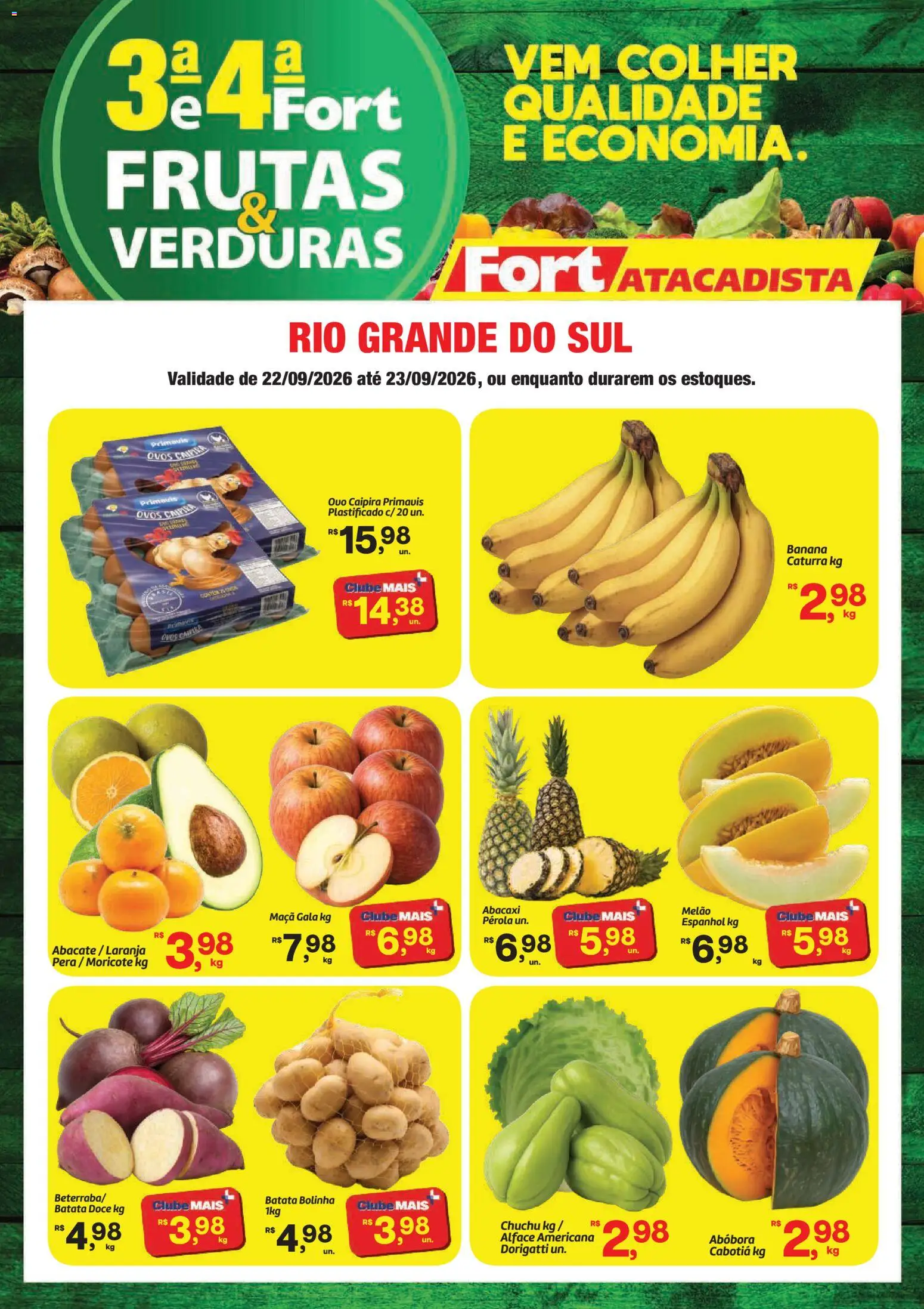 Fort Atacadista Folheto - válido de 22/09/2026 | Página: 1 | Produtos: Pera, Alface americana, Ovos, Batata