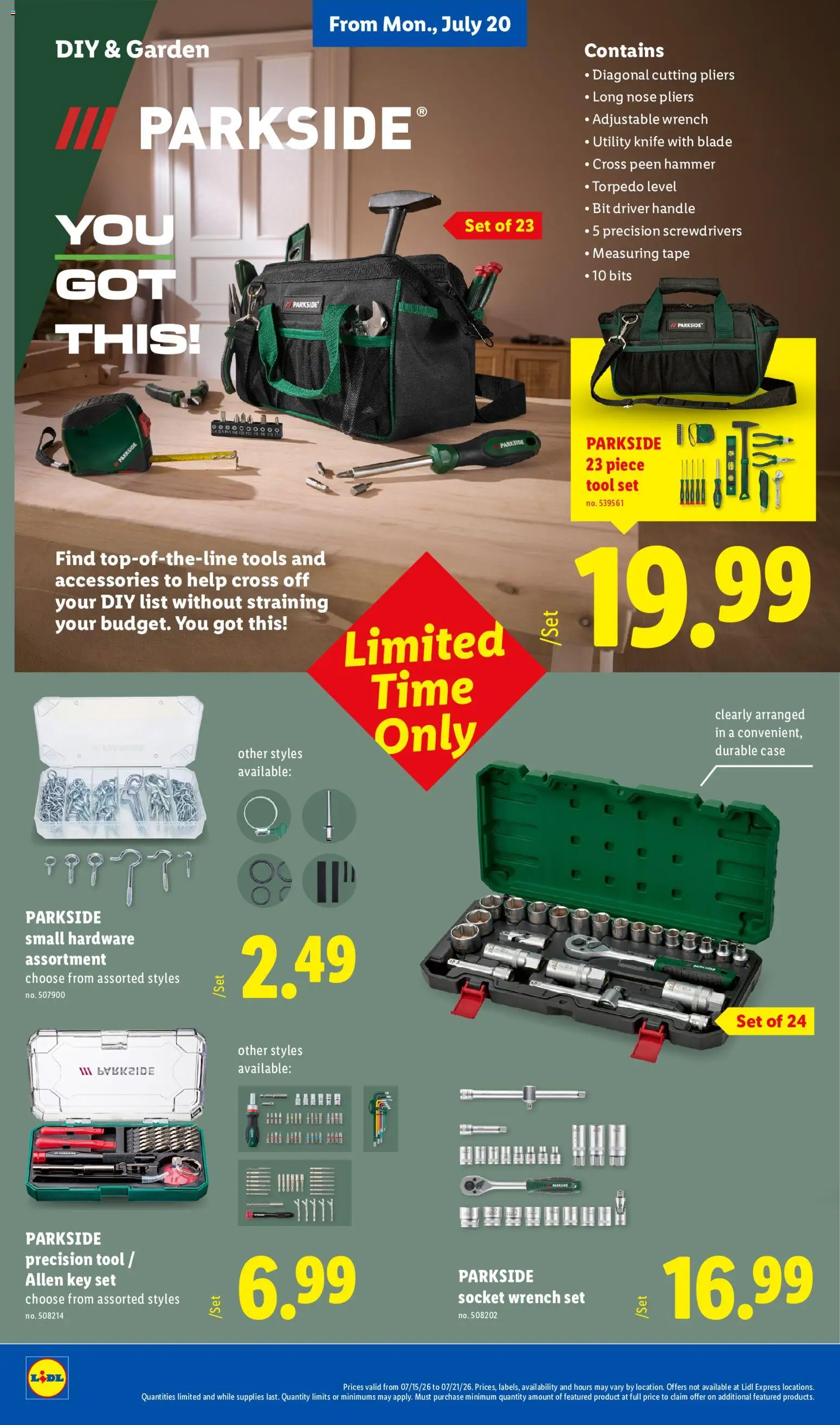 Lidl Weekly Ad - valid from 07/15/2026 | Page: 34 | Products: Utility Knife, Wrench, Hammer, Case