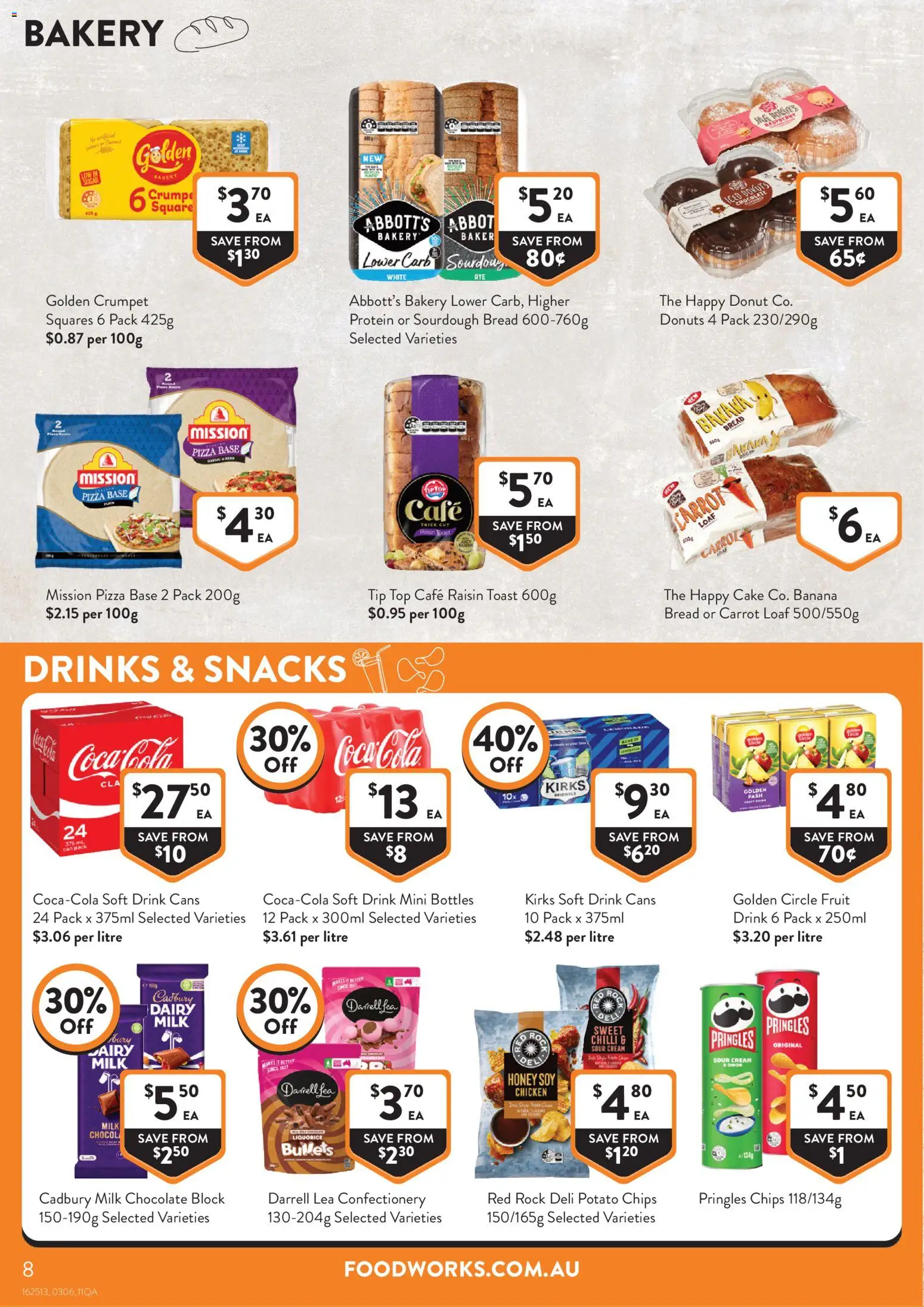 Foodworks catalogue - valid from 03.06.2026 | Page: 8 | Products: Pizza, Chicken, Coca Cola, Raspberry