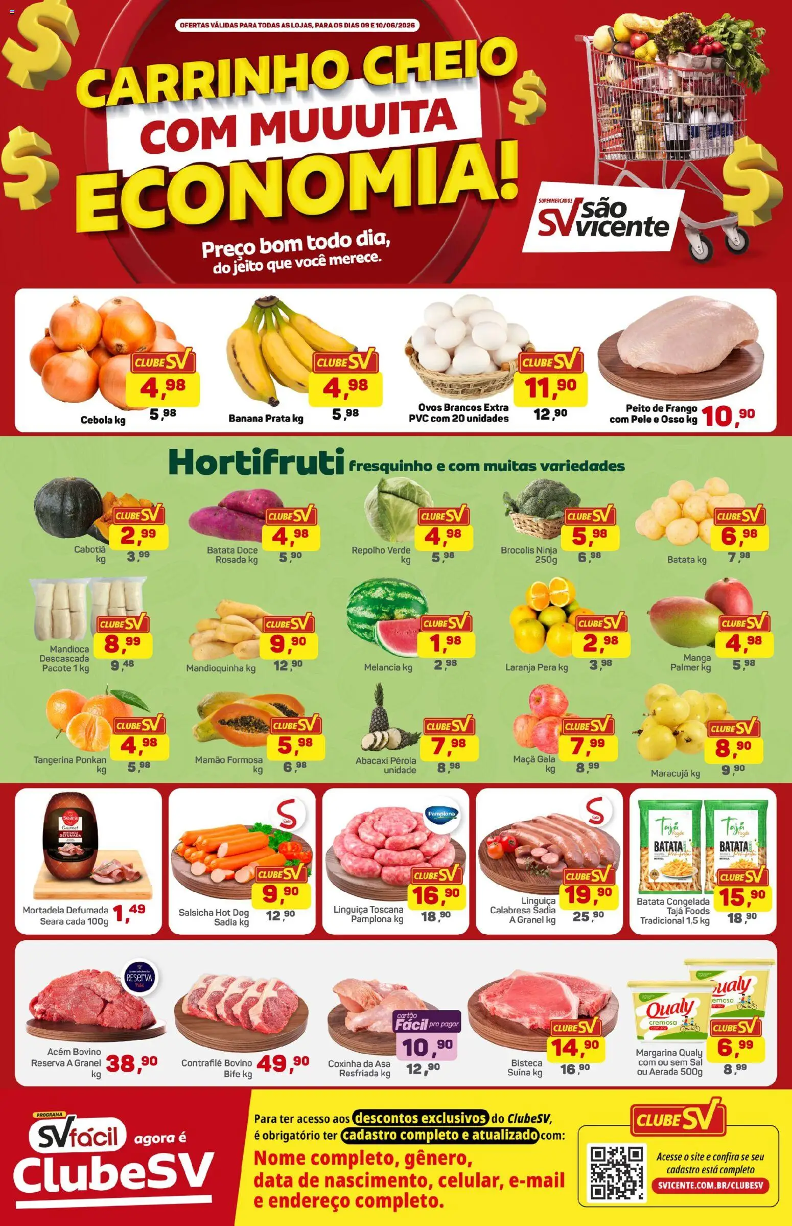 Supermercados São Vicente Folheto - válido de 09.06.2026 | Página: 1 | Produtos: Mandioquinha, Repolho, Batata, Sal