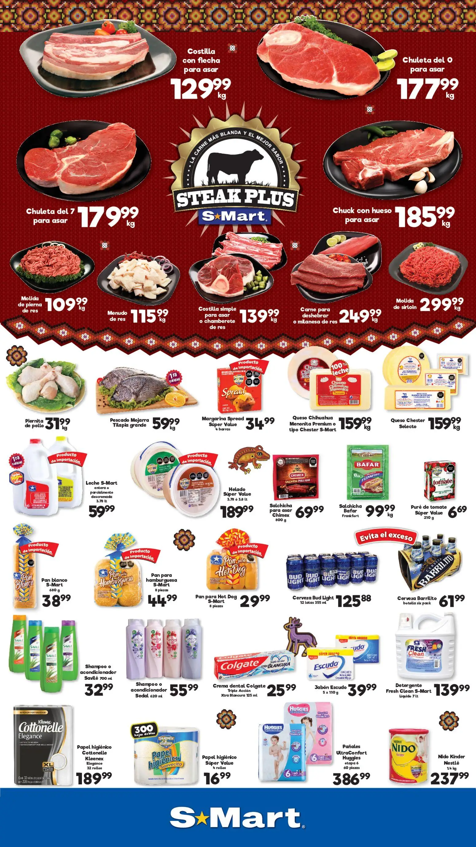 Nuevas ofertas de S-Mart válidas en toda la República Mexicana desde el 04/09/2026. ¡Encuentra las mejores ofertas en S-Mart folleto Ciudad Juárez! | Página: 1 | Productos: Milanesa, Pañales, Carne, Botella