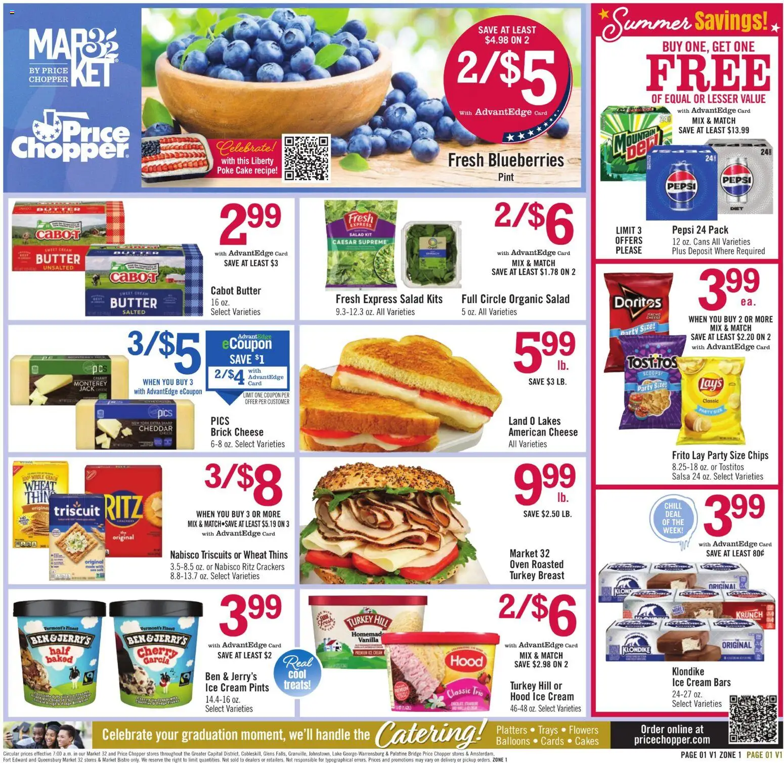 Price Chopper Weekly Ad - valid from 24.05.2026 | Page: 1 | Products: Ice cream, Salad, Blueberries, Oven