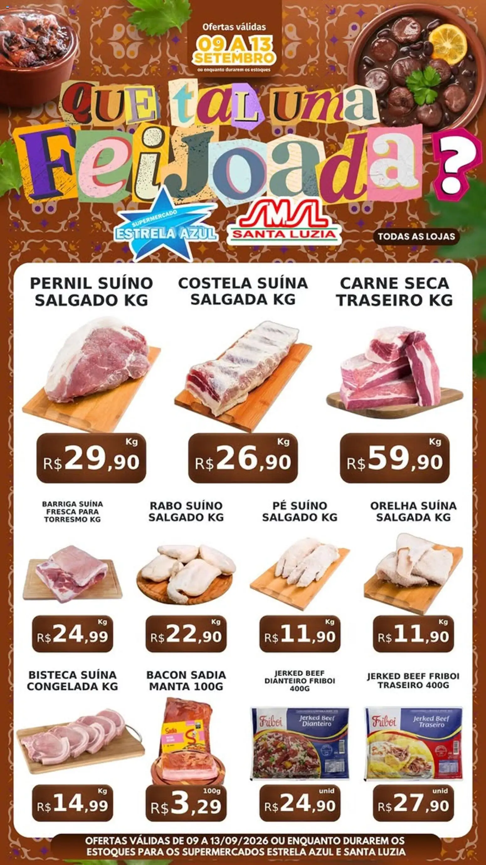 Estrela Azul Folheto - válido de 09/09/2026 | Página: 2 | Produtos: Barriga suína, Carne, Pernil suíno, Carne seca