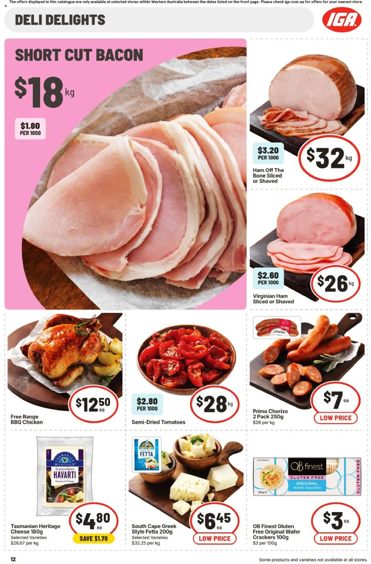 IGA catalogue - valid from 03.06.2026 | Page: 12 | Products: Bacon, Crackers, Ham, Tomatoes