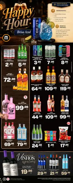 Mercadão Atacadista ofertas Happy Hour - Pré-Visualização do folheto da loja Mercadão Atacadista, válido de 17/07/2026 | Página: 1 | Produtos: Saquê, Vinho, Cerveja Heineken, Monster