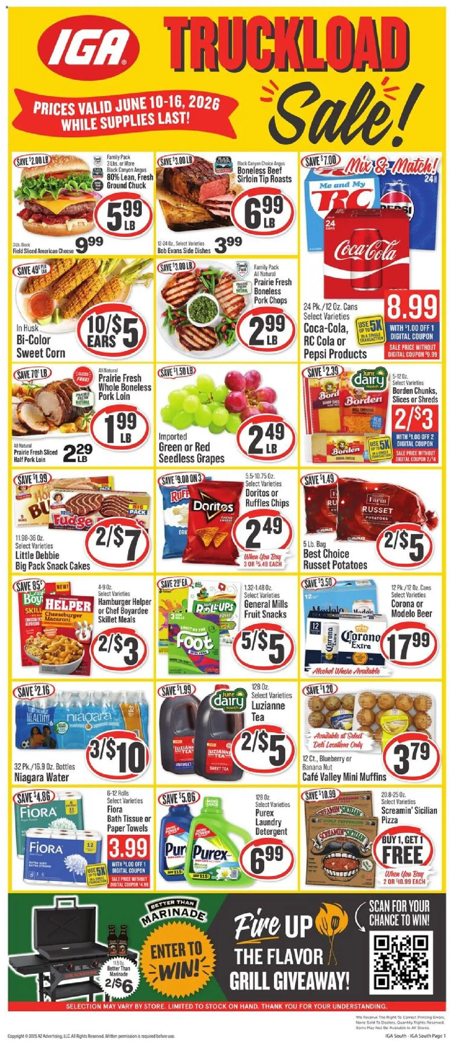 IGA Weekly Ad - valid from 10.06.2026 | Page: 1 | Products: Corn, Cheese, Chips, Potatoes