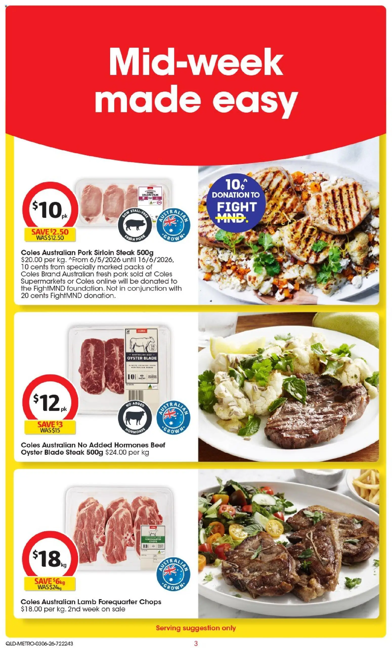 Coles catalogue - valid from 03.06.2026 | Page: 3 | Products: Pork, Lamb, Beef, Steak