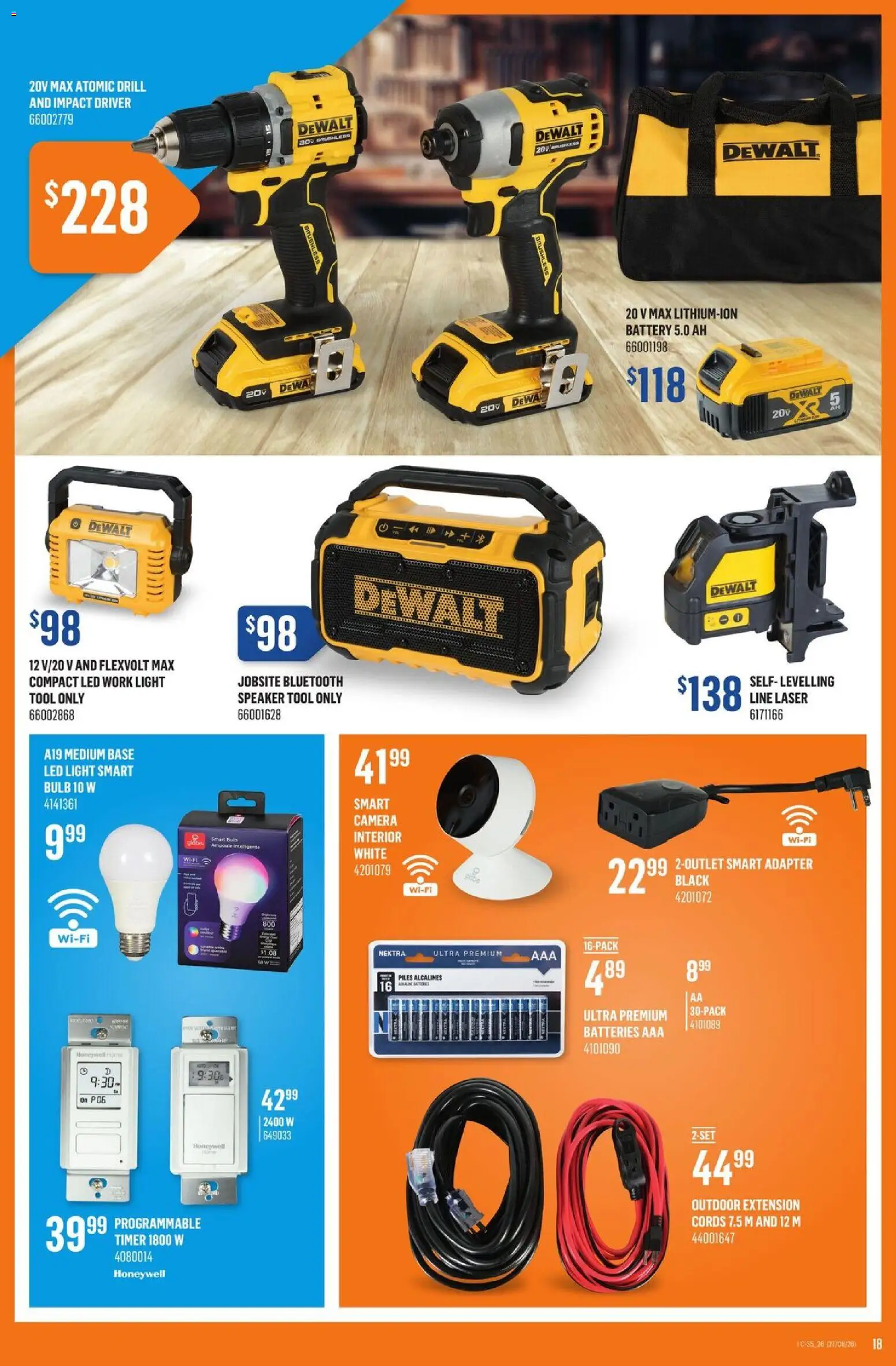 Canac flyer valid from Aug 27, 2026 | Page: 18 | Products: Adapter, Speaker, Batteries, Battery