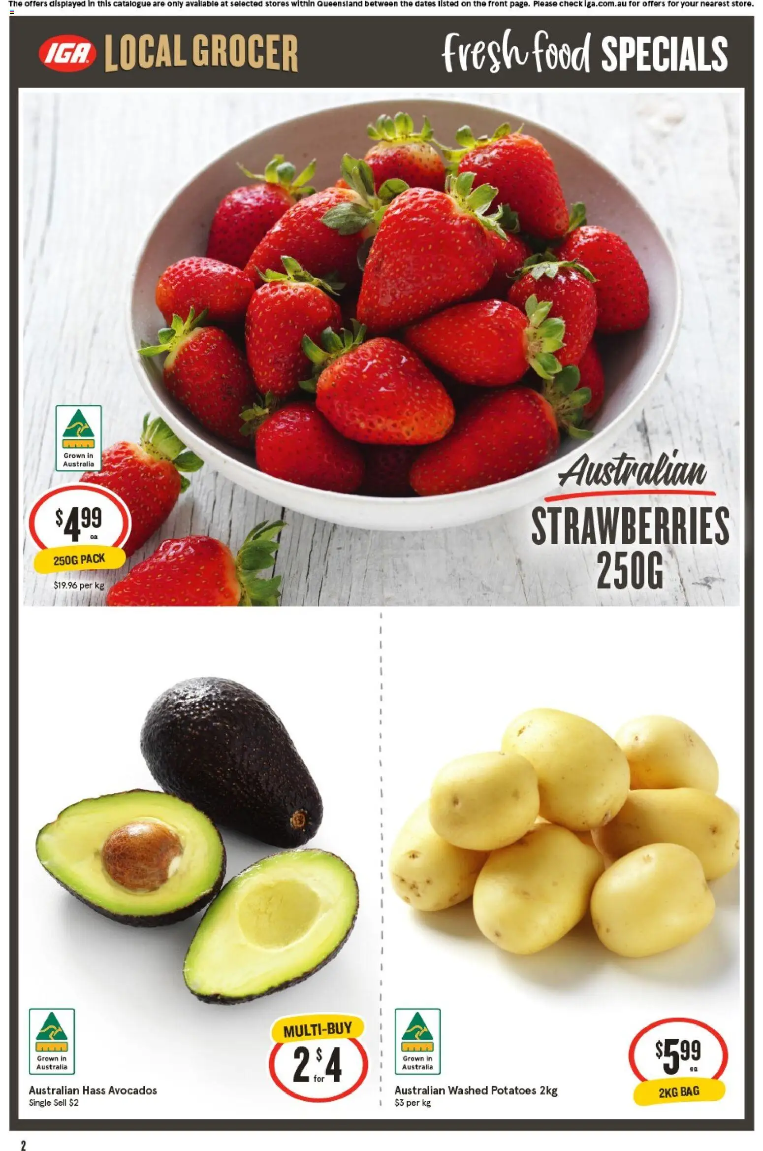 IGA catalogue - valid from 08/07/2026 | Page: 3 | Products: Strawberries, Potatoes, Bag