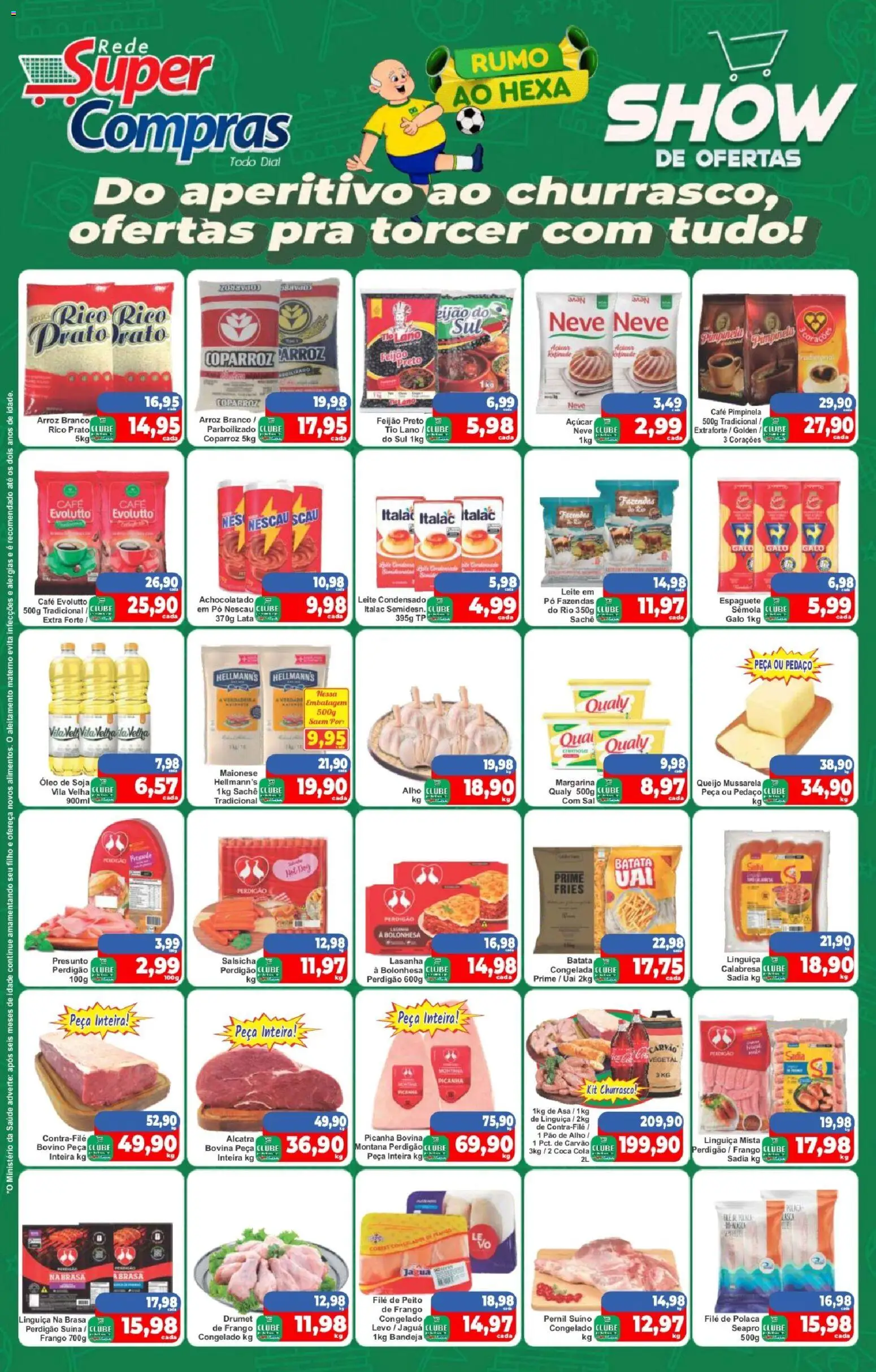 Rede Super Compras Folheto - válido de 26/06/2026 | Página: 1 | Produtos: Carvão vegetal, Salsicha, Café, Bandeja