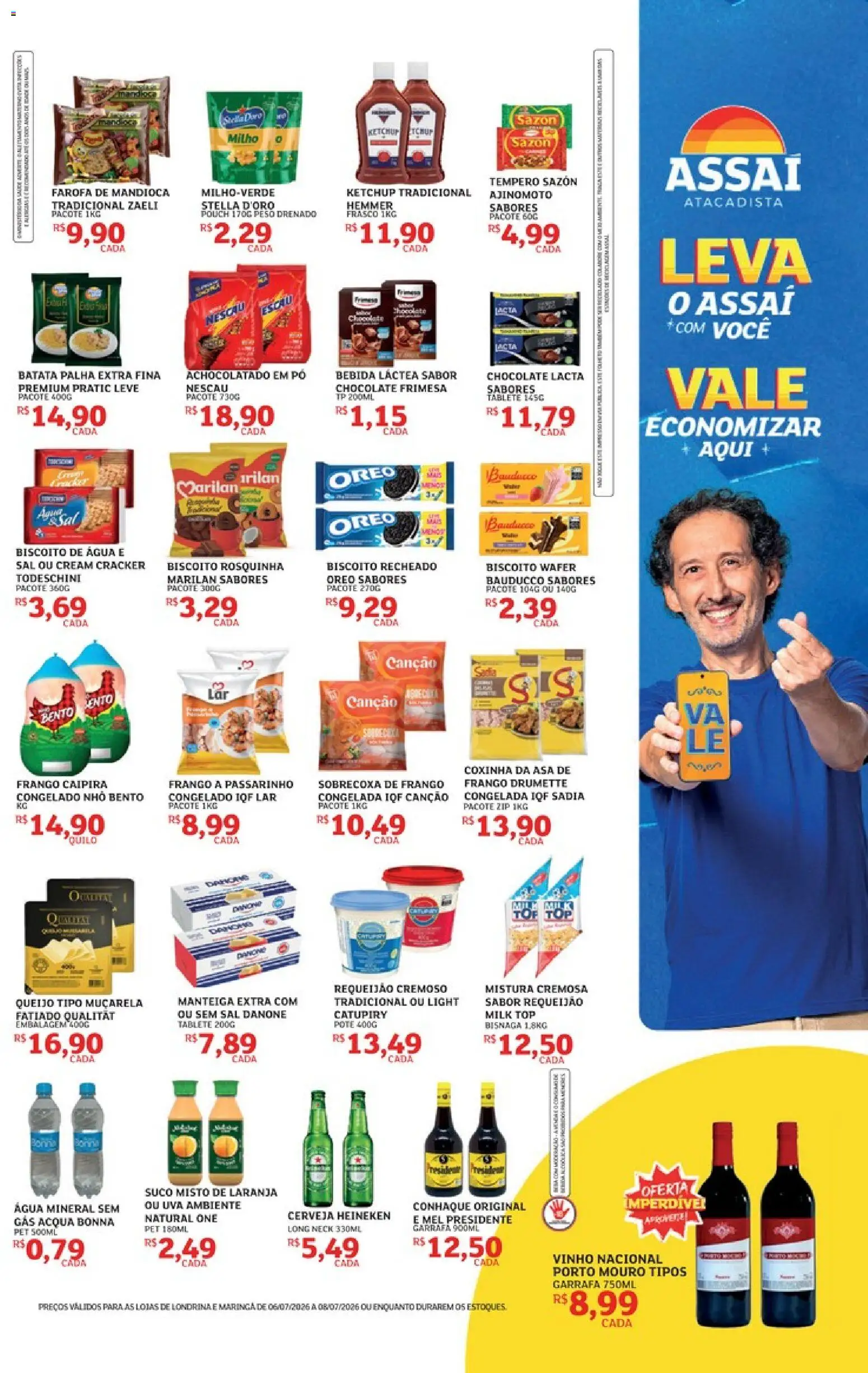 Assaí Atacadista Folheto - válido de 06/07/2026 | Página: 3 | Produtos: Asa de frango, Vinho, Heineken, Água mineral