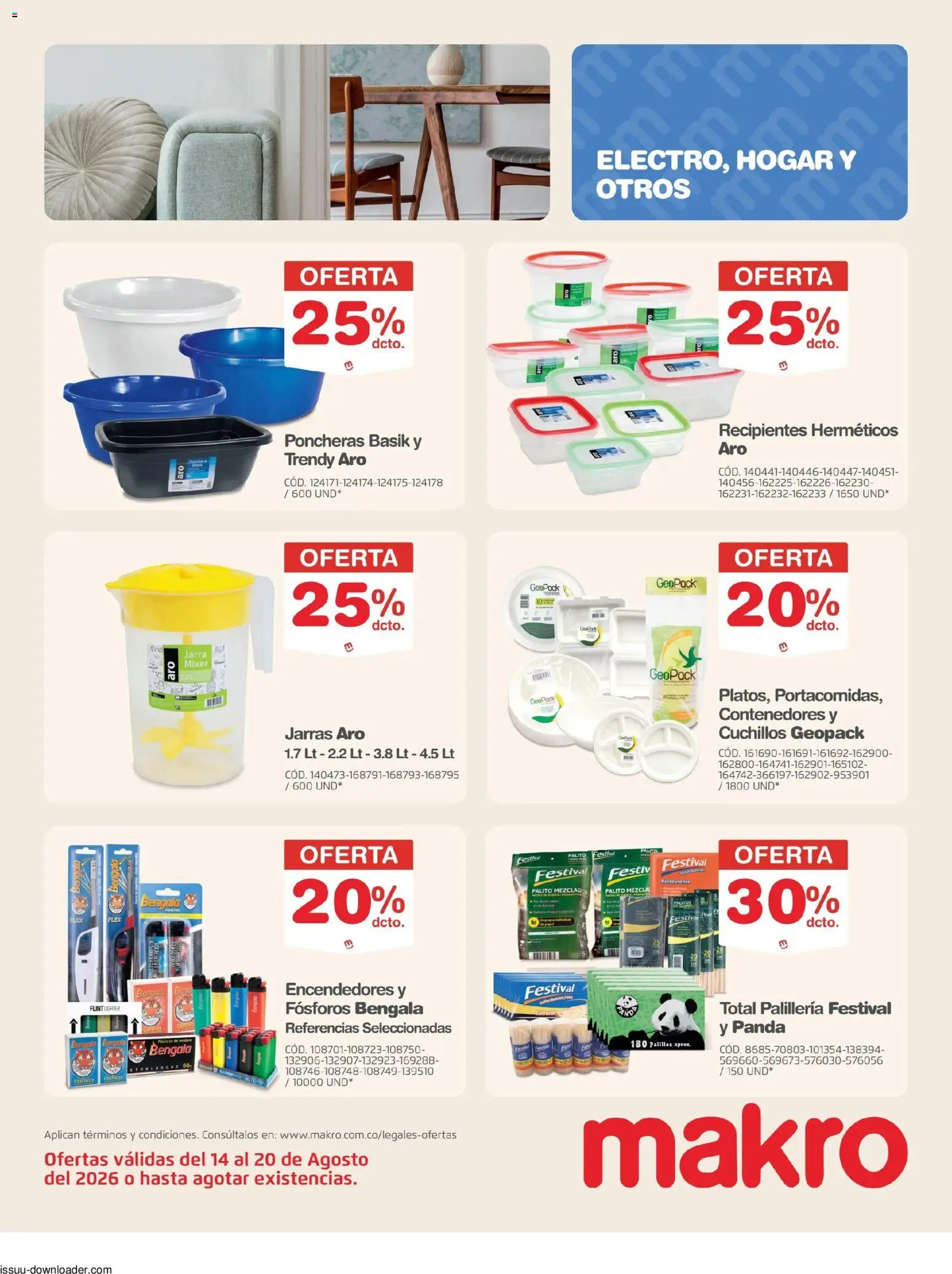 Makro revista - valida desde el 14/08/2026 | Página: 27 | Productos: Fósforos, Jarra, Mezclador, Cuchillos