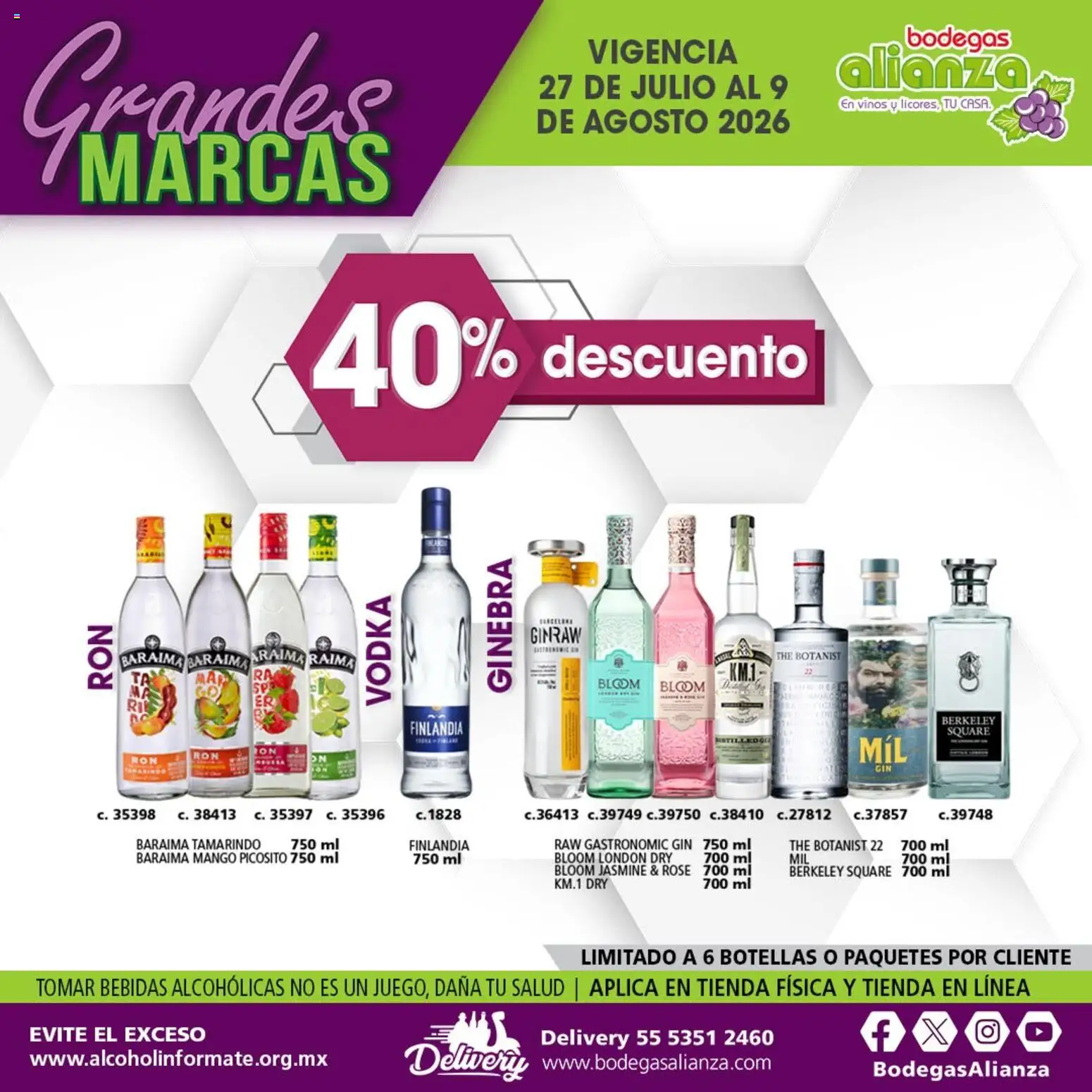 Nuevas ofertas de Bodegas Alianza válidas en toda la República Mexicana desde el 27/07/2026. ¡Encuentra las mejores ofertas en Bodegas Alianza catálogo Grandes Marcas! | Página: 9 | Productos: Gin, Mango, Ginebra, Vodka