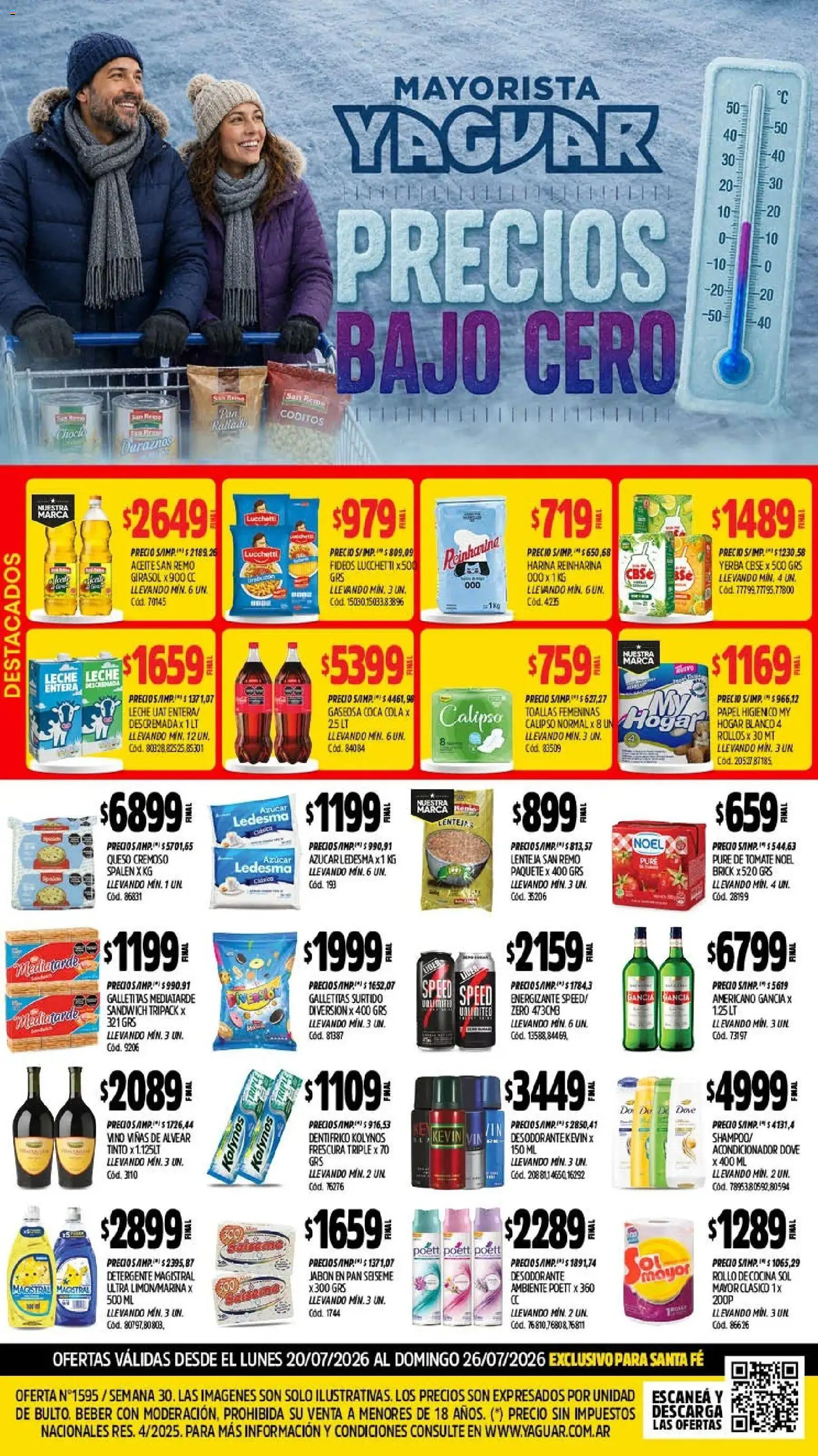 Yaguar - Oferta Semanal Santa Fé │ válido desde el 20/07/2026 | Página: 1 | Productos: Toallas, Azucar, Pure de Tomate, Vino