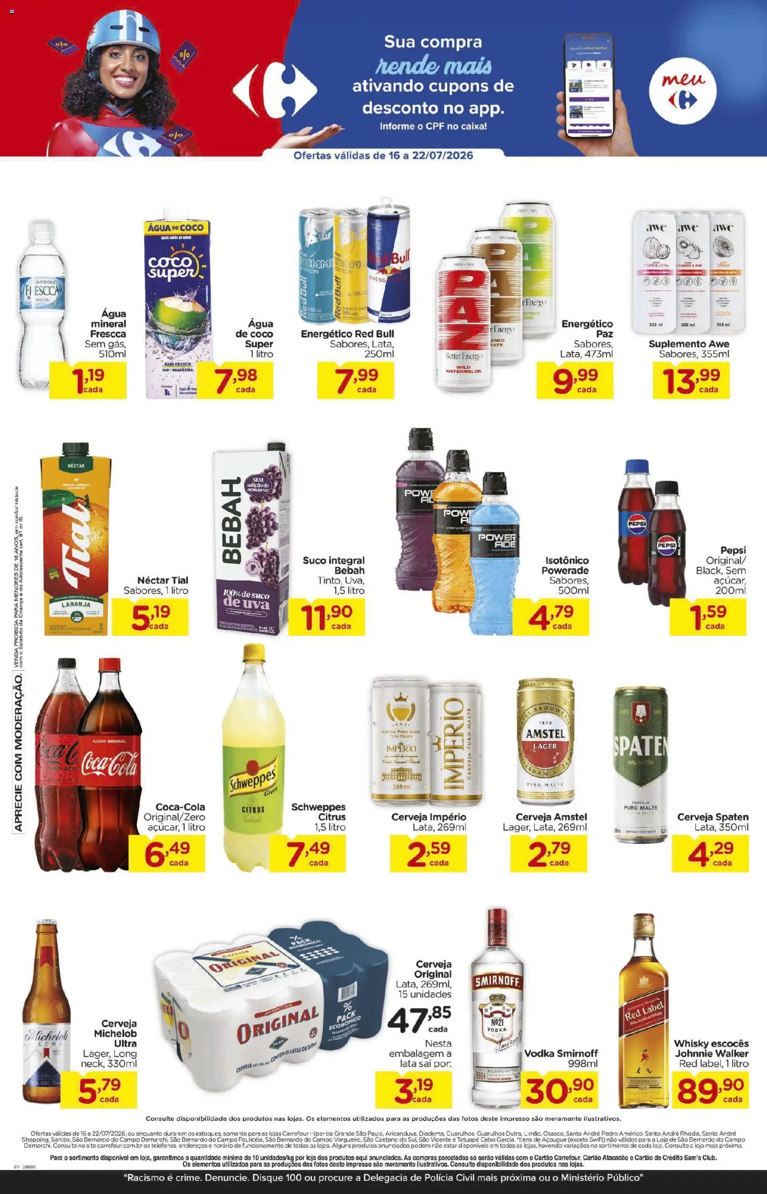 Carrefour Folheto - válido de 16/07/2026 | Página: 5 | Produtos: Coco, Lichia, Energético, Isotônico