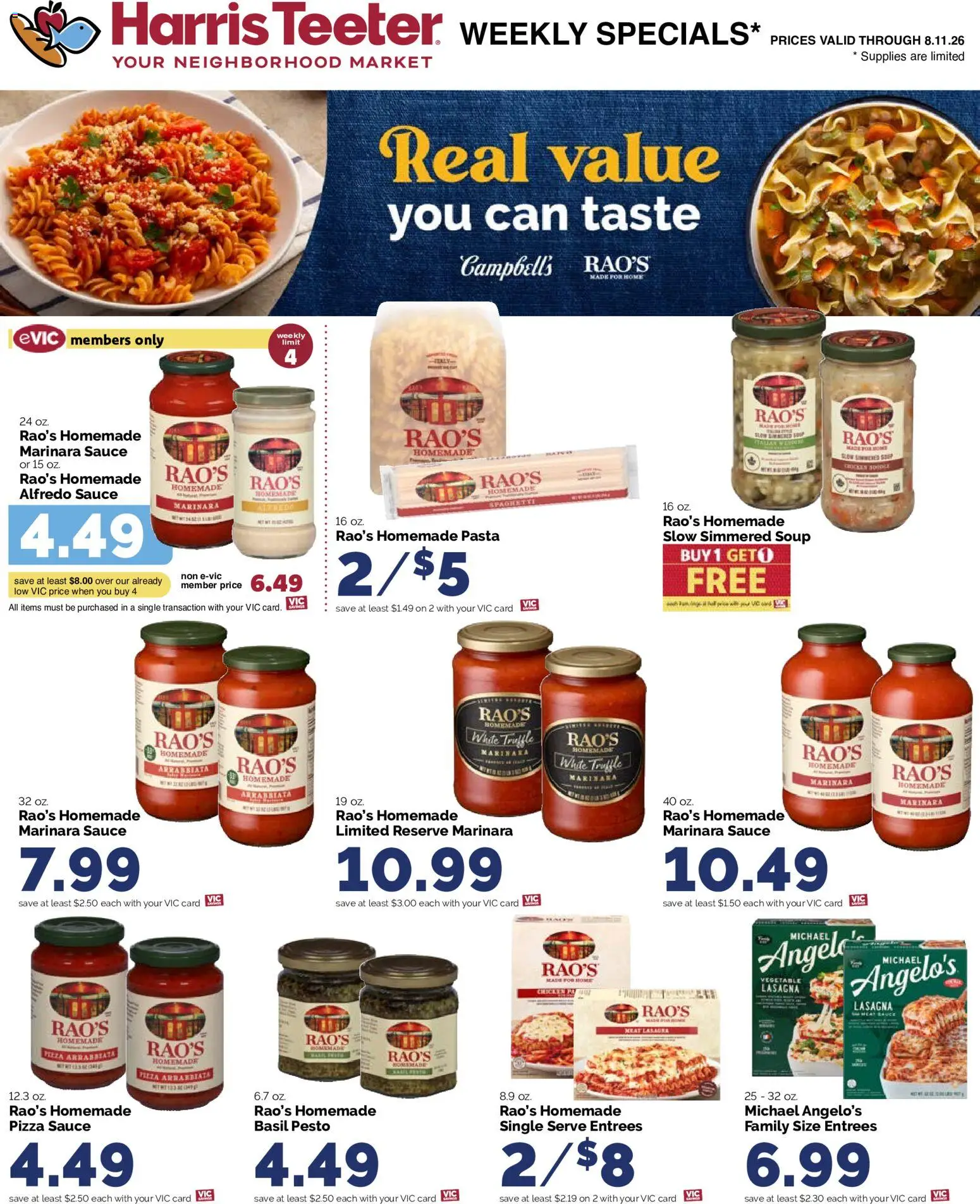 Harris Teeter Weekly Ad - valid from 08/05/2026 | Page: 13 | Products: Pizza, Pasta, Sauce