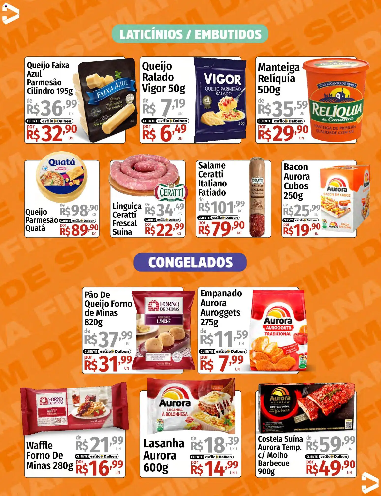 Supermercado Dalben Folheto - válido de 07/08/2026 | Página: 11 | Produtos: Manteiga, Salame, Parmesão, Bacon